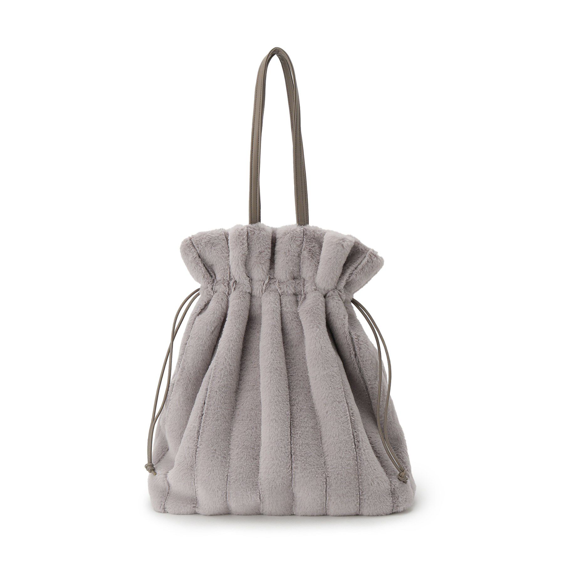 grove「ストライプエコファー巾着トート」|トートバッグ|