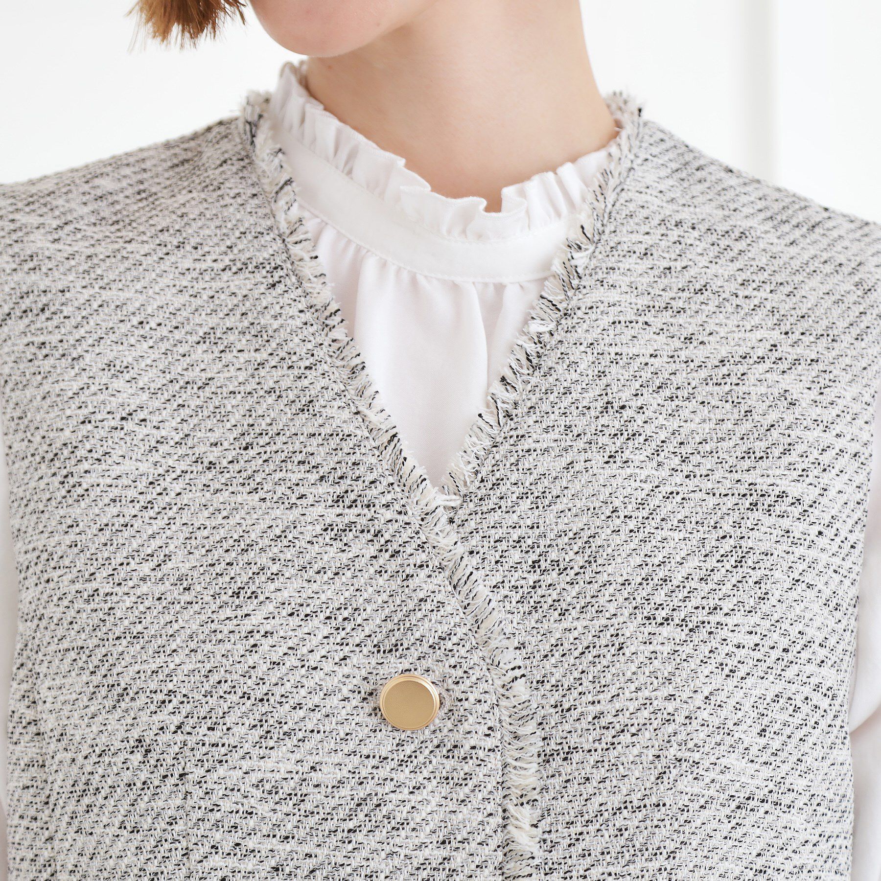 grove「【手洗いOK】ツイードペプラムジレ」|ベスト・ジレ|