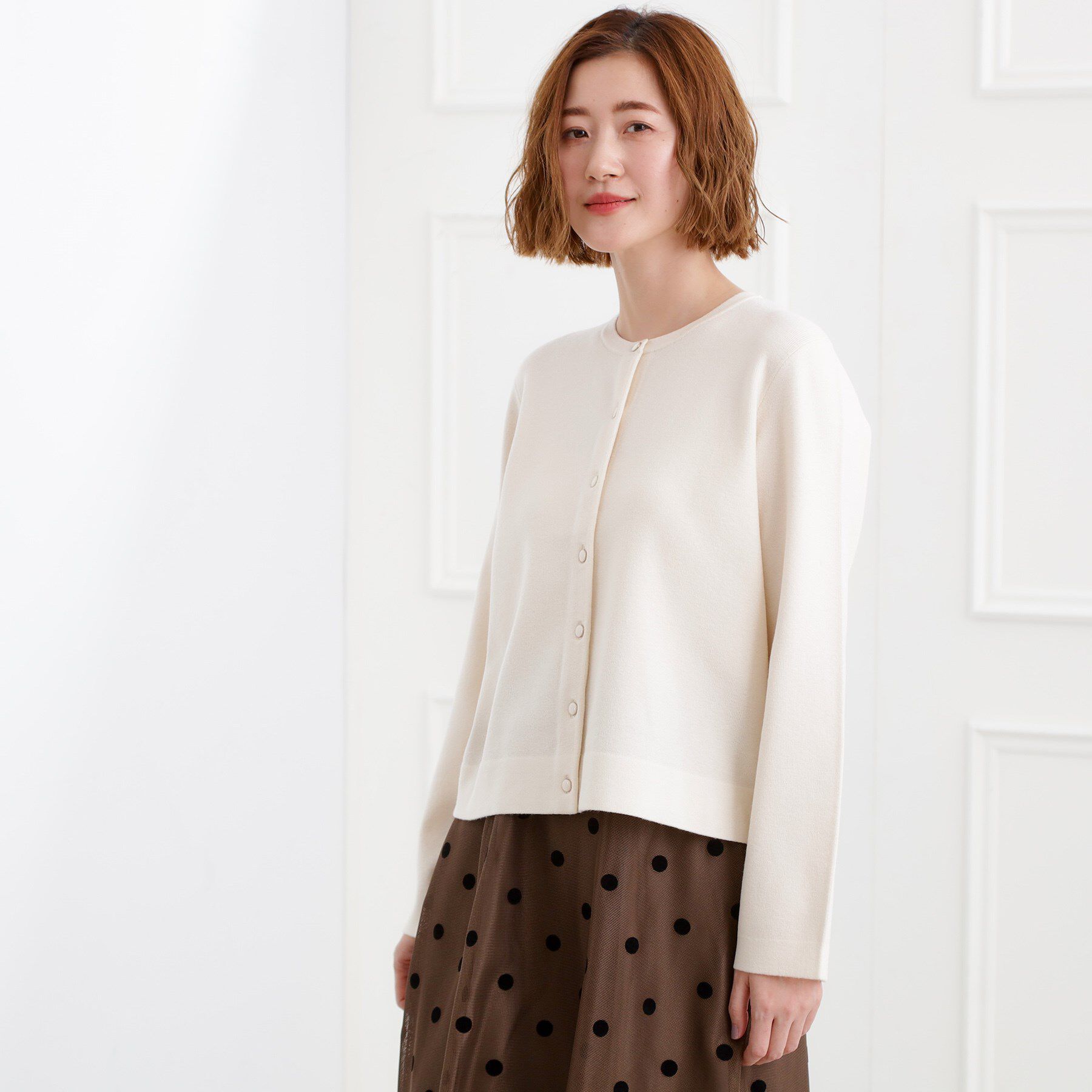 grove「【洗える】毛玉軽減クルーネックカーディガン」|カーディガン|