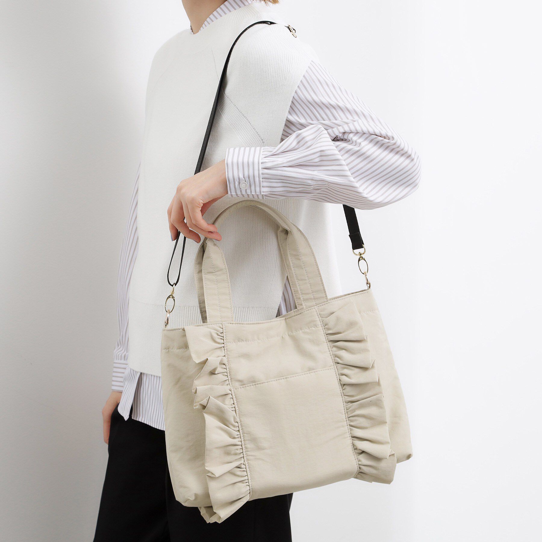 grove「タテフリル2WAYトート」|トートバッグ|グレージュ(012)