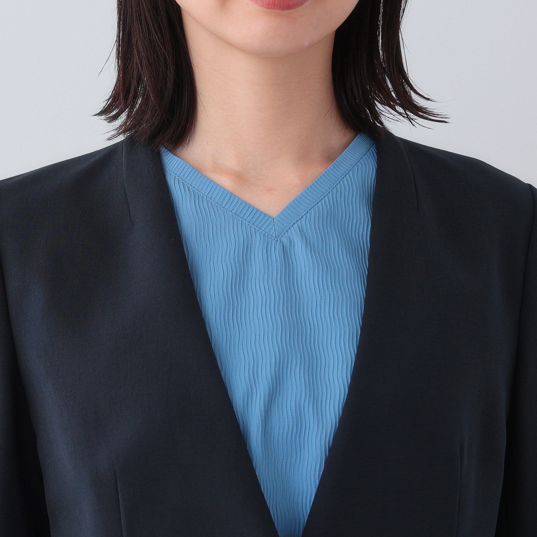 INDIVI「【定番スーツ／UVケア／洗える】ウール調ノーカラージャケット」|スーツ|