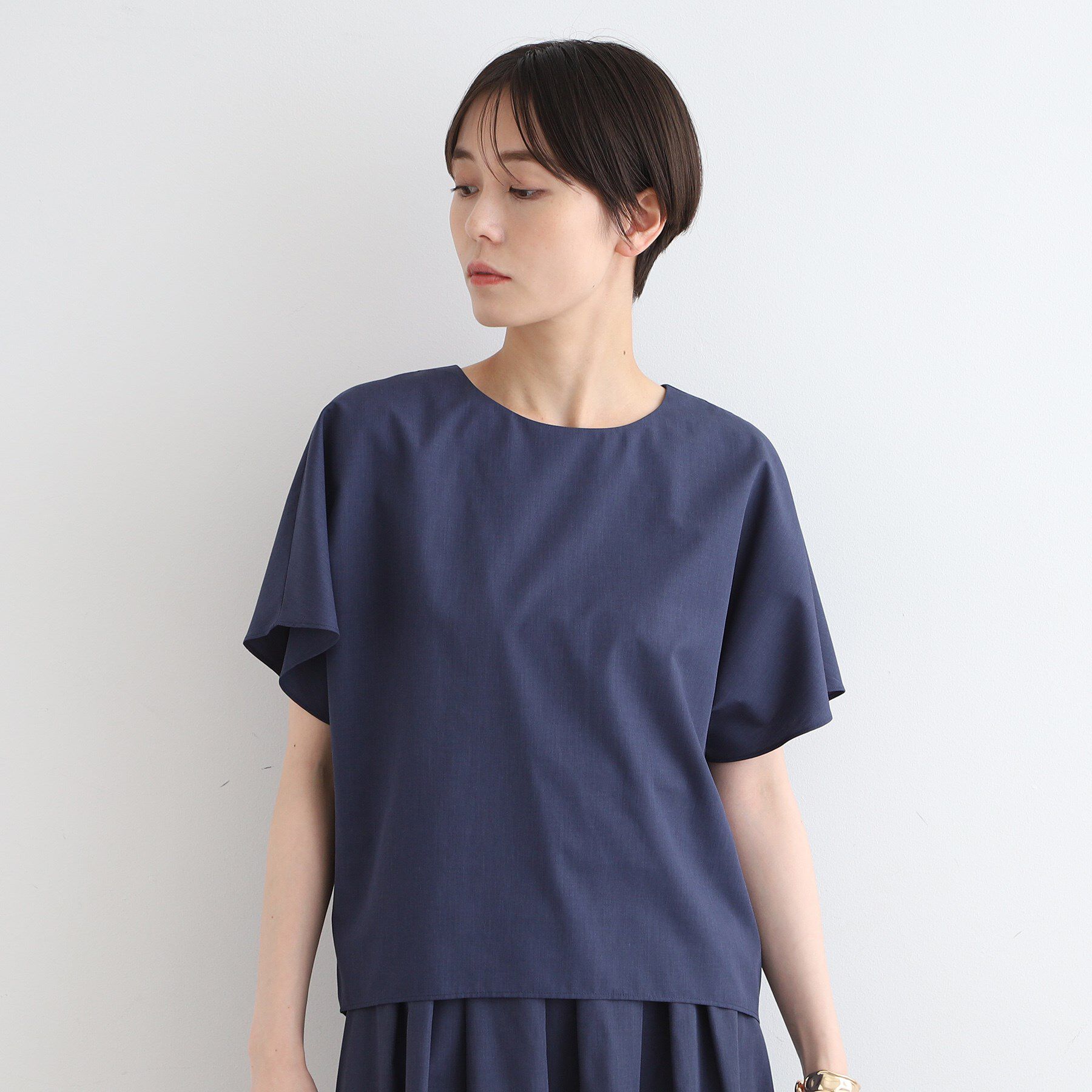 INDIVI「【洗える／UVケア／接触冷感／SETUP可能】ブロード素材フレンチブラウス」|シャツ・ブラウス|