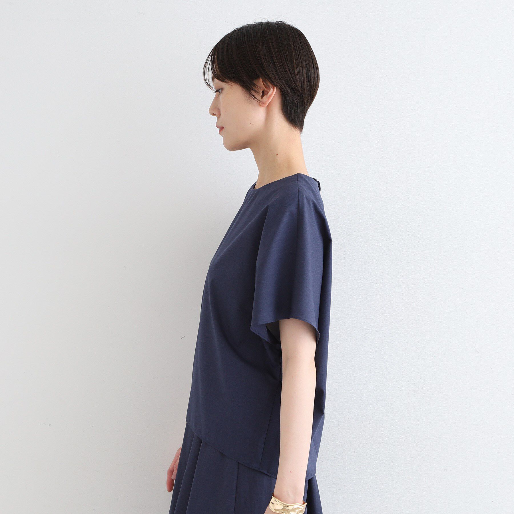 INDIVI「【洗える／UVケア／接触冷感／SETUP可能】ブロード素材フレンチブラウス」|シャツ・ブラウス|