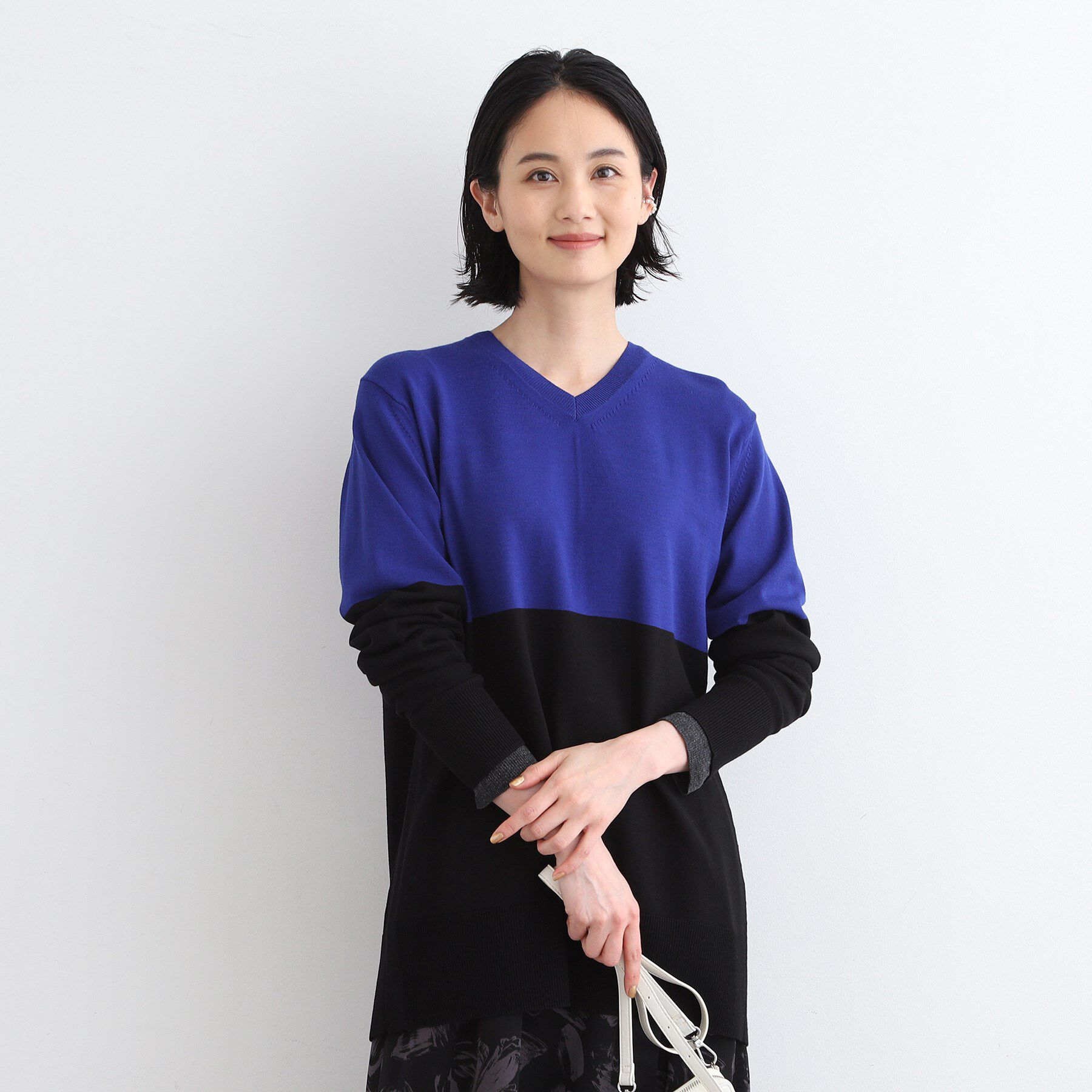 INDIVI「【洗える】Vネックチュニックニット」|ニット・セーター|