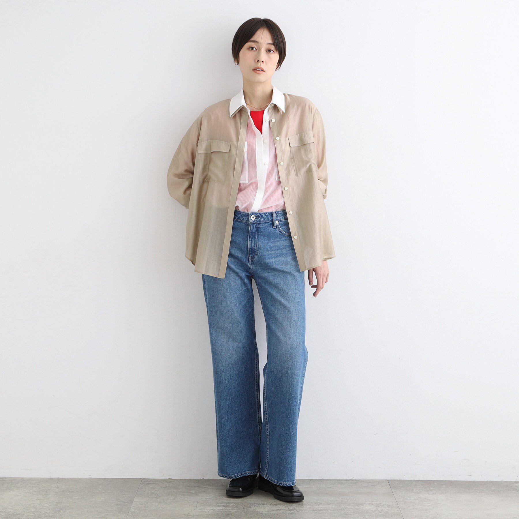 INDIVI「【洗える／シアー】モードストライプブラウス」|シャツ・ブラウス|