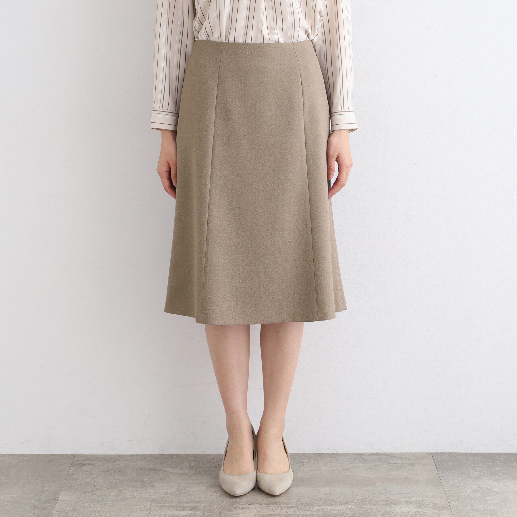 INDIVI「【洗える／UVケア／定番スーツ】ウール調セミフレアスカート」|スーツ|