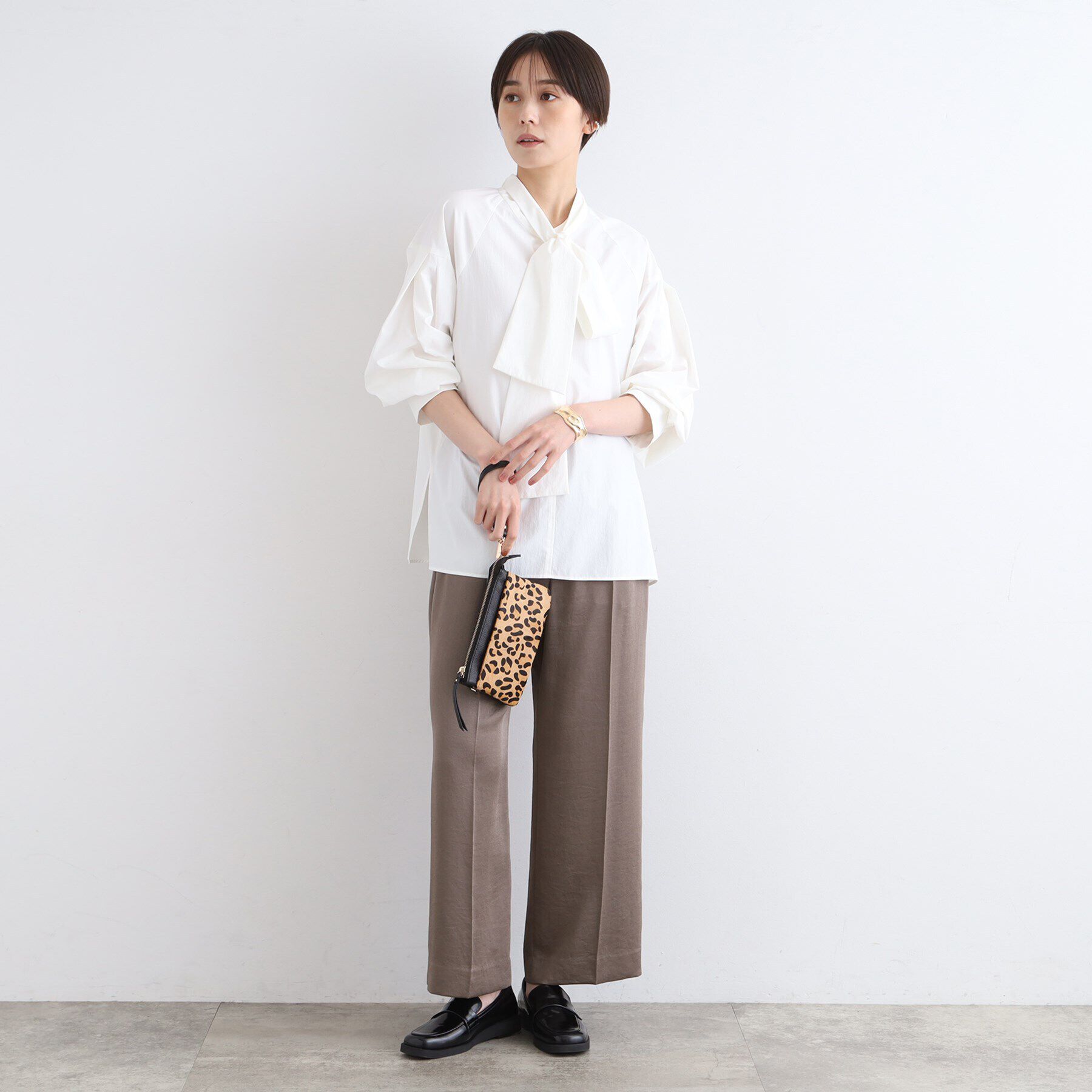 INDIVI「【洗える／2WAY】ボリュームスリーブ ボウタイブラウス」|シャツ・ブラウス|