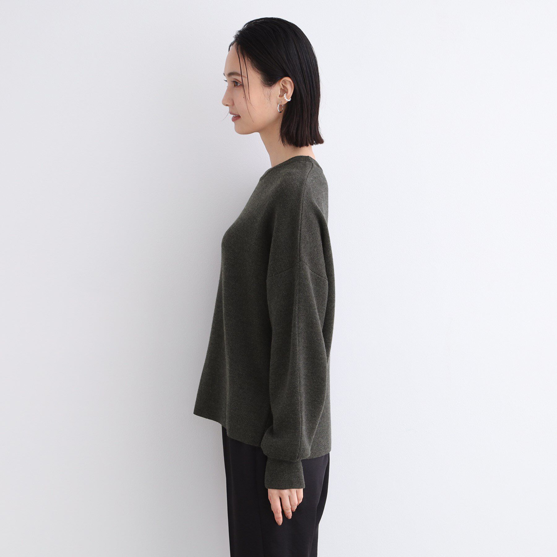 INDIVI「【ウール混／洗える】スウェットライク スムースニット」|ニット・セーター|