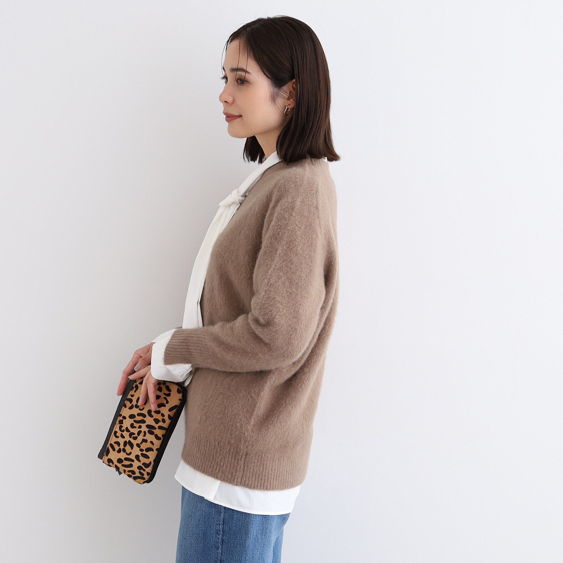 INDIVI「【フォックス混】ラウンドネックヘアリーニット」|ニット・セーター|