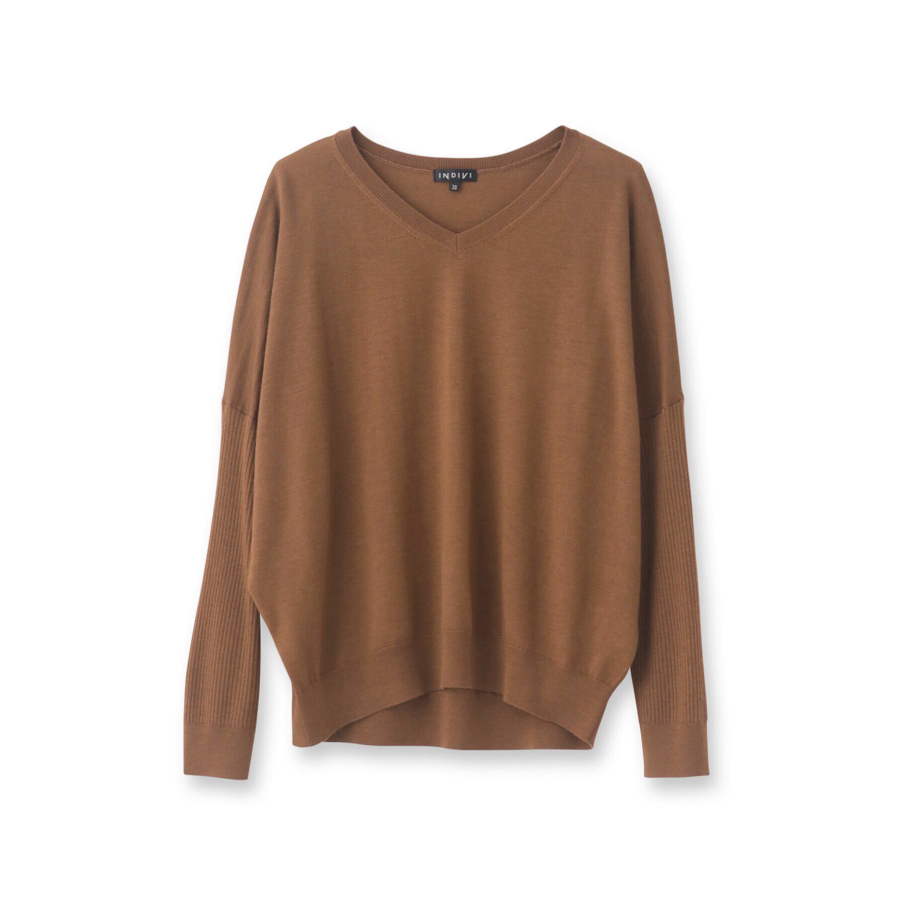 INDIVI「【ウール混】リブスリーブコンパクトニット」|ニット・セーター|