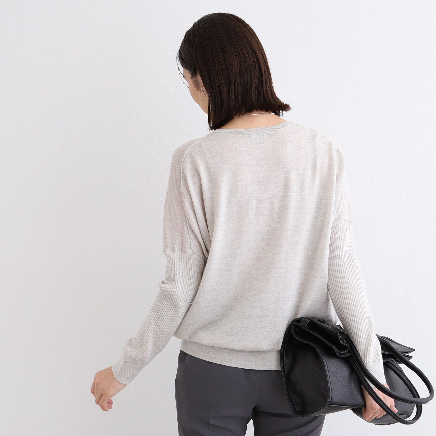 INDIVI「【ウール混】リブスリーブコンパクトニット」|ニット・セーター|