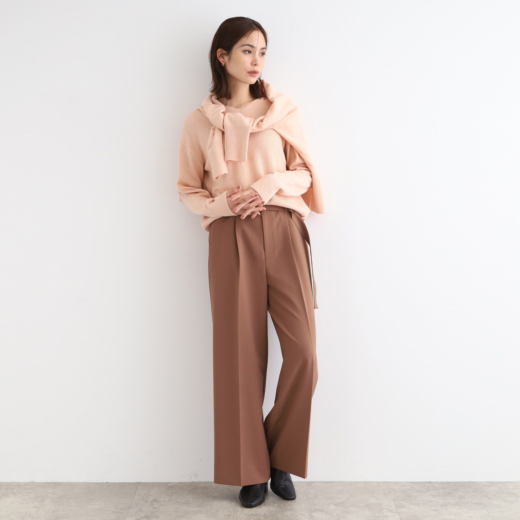 INDIVI「【洗える／日本製／ウール混】Vネックラメニット」|ニット・セーター|