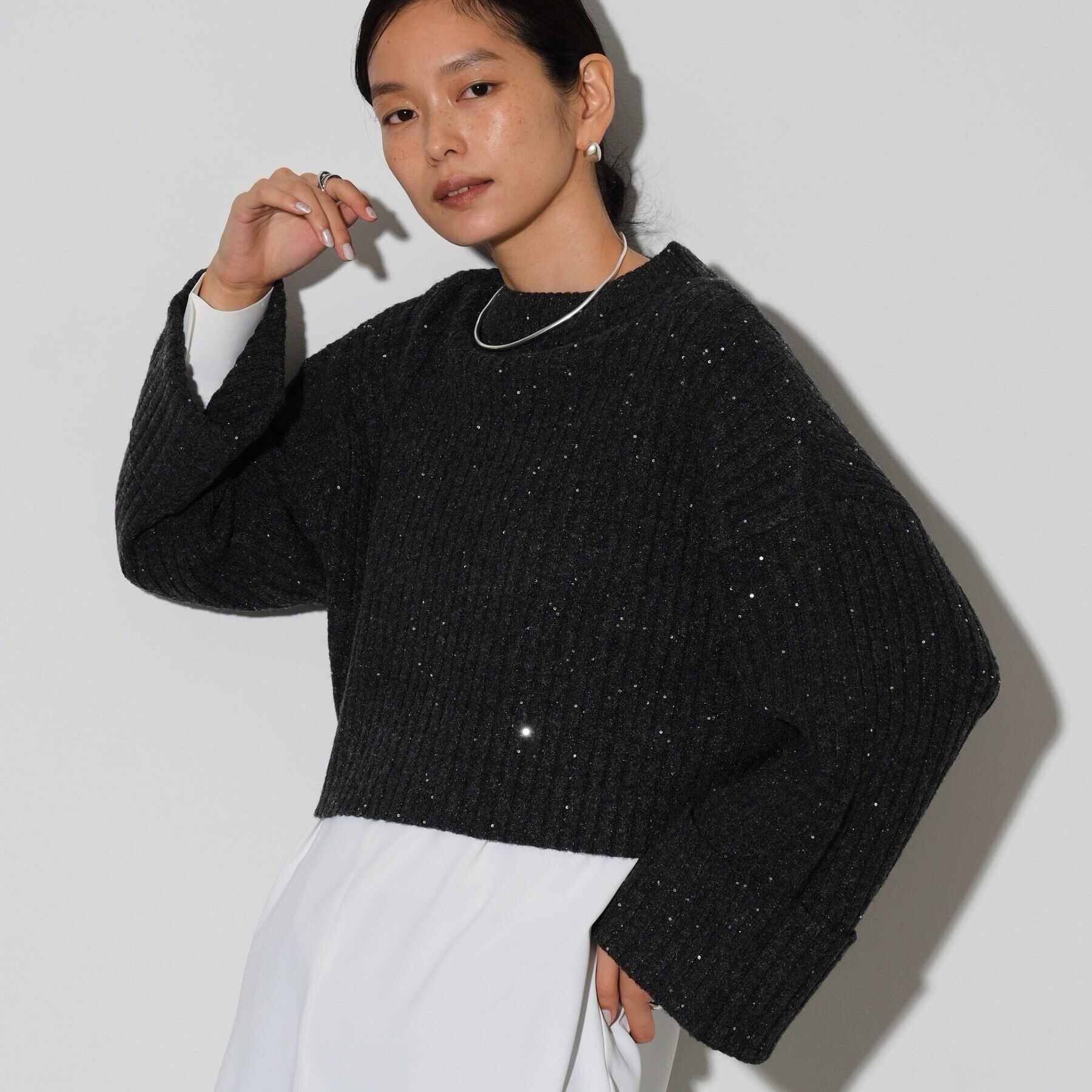 GALLEST「スパンコール混クルーネックニット」|ニット・セーター|