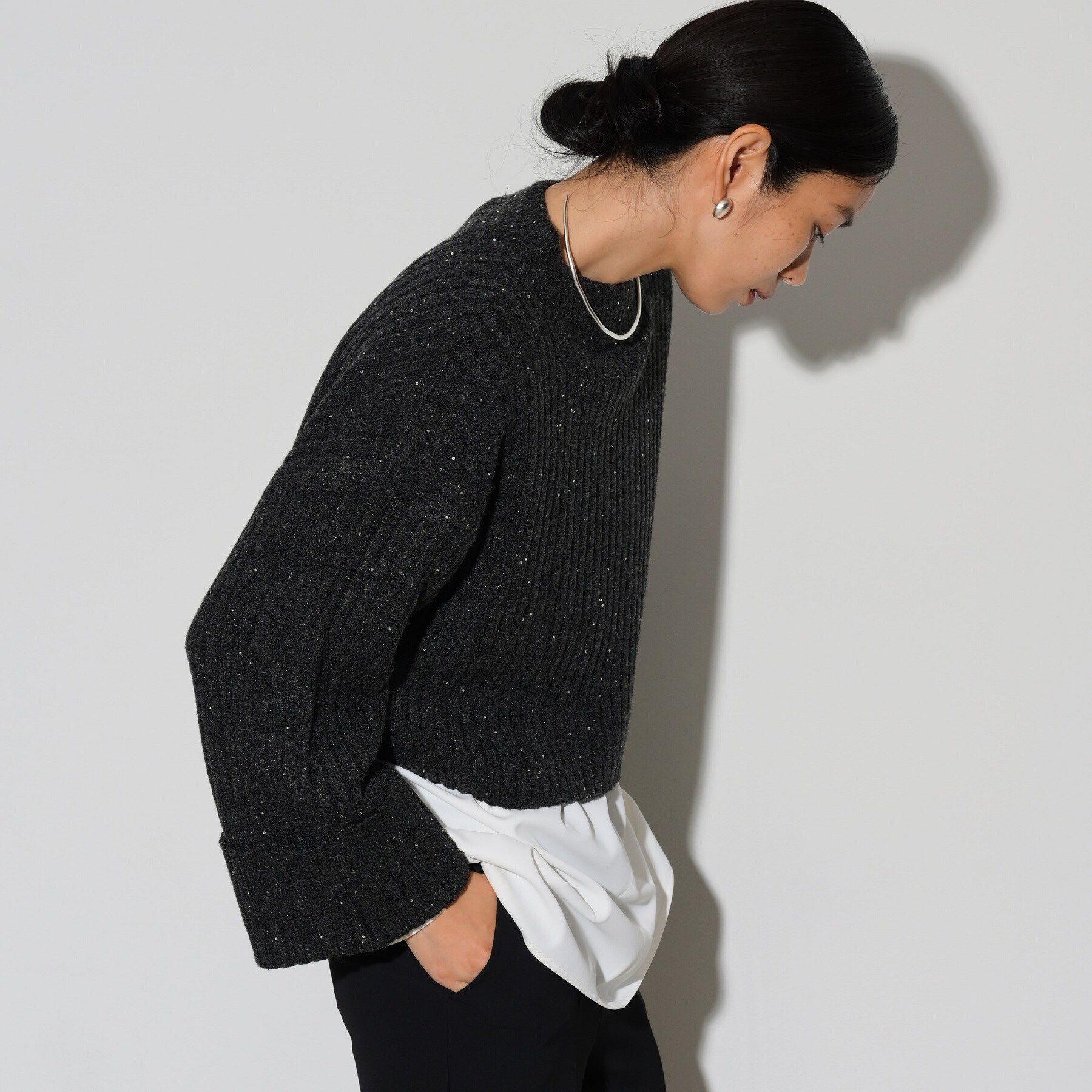 GALLEST「スパンコール混クルーネックニット」|ニット・セーター|