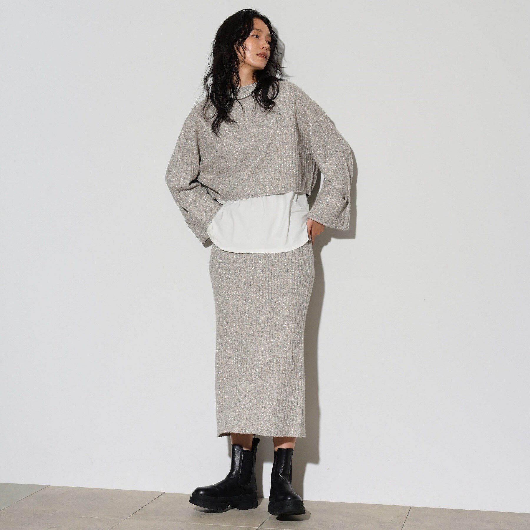 GALLEST「ワイドリブニットスカート」|スカート|