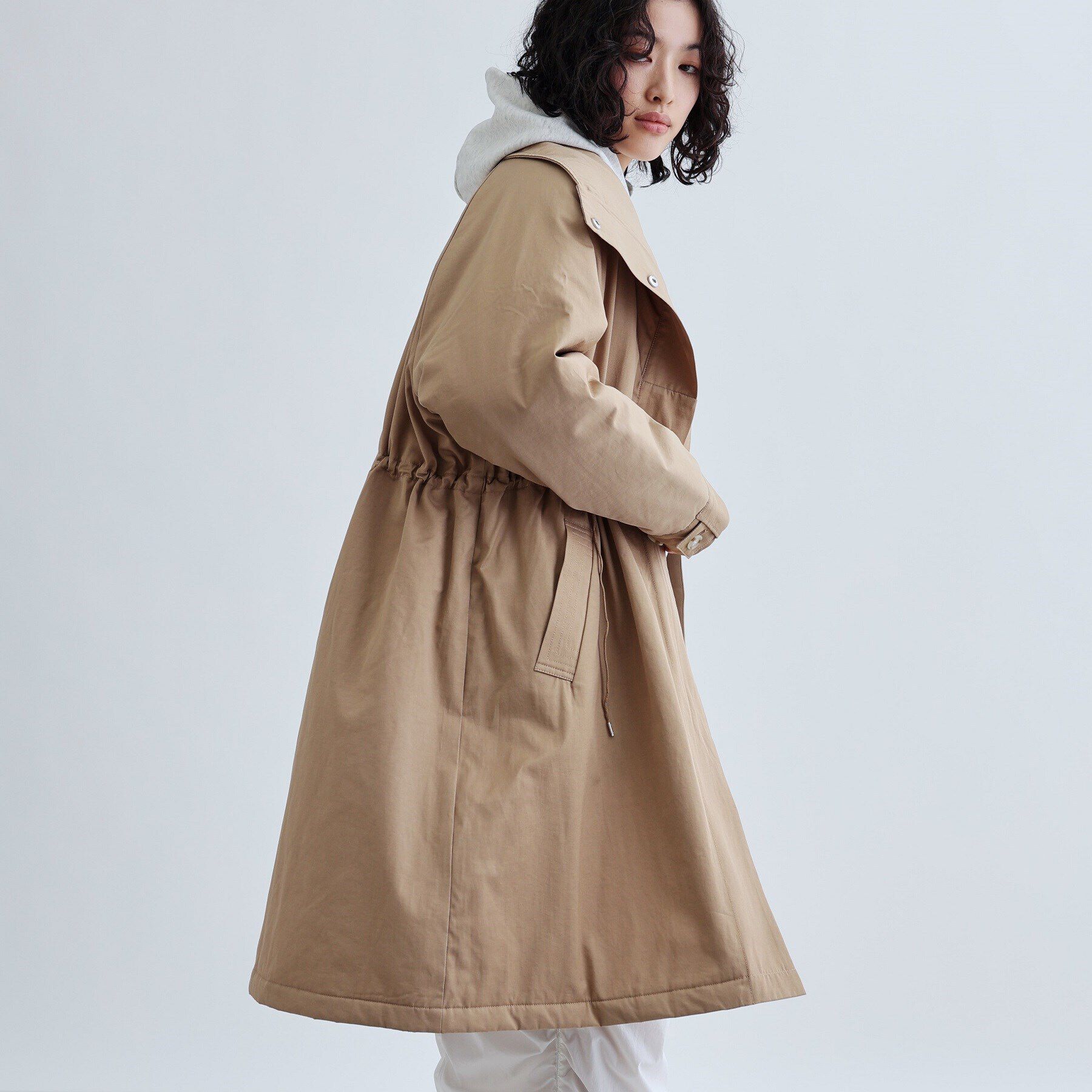 GALLEST「スタンドカラードロストギャバコート/モッズコート」|ダウン|ベージュ(052)