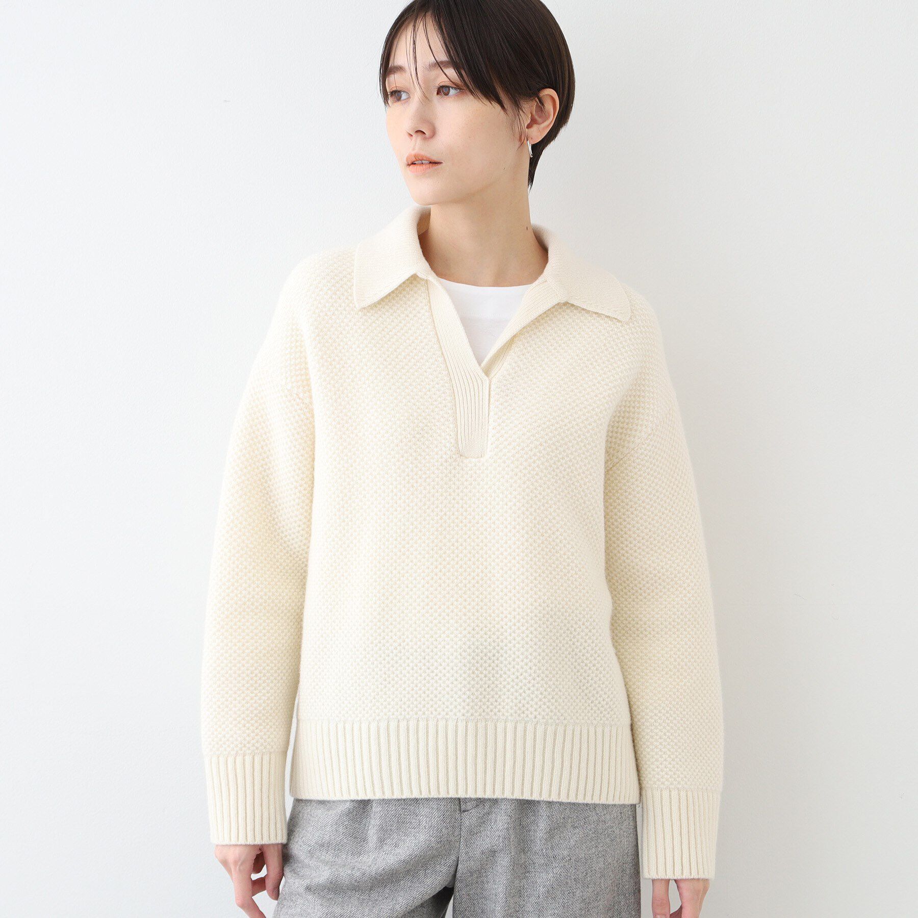 INDIVI「【日本製】衿付きニット」|ニット・セーター|