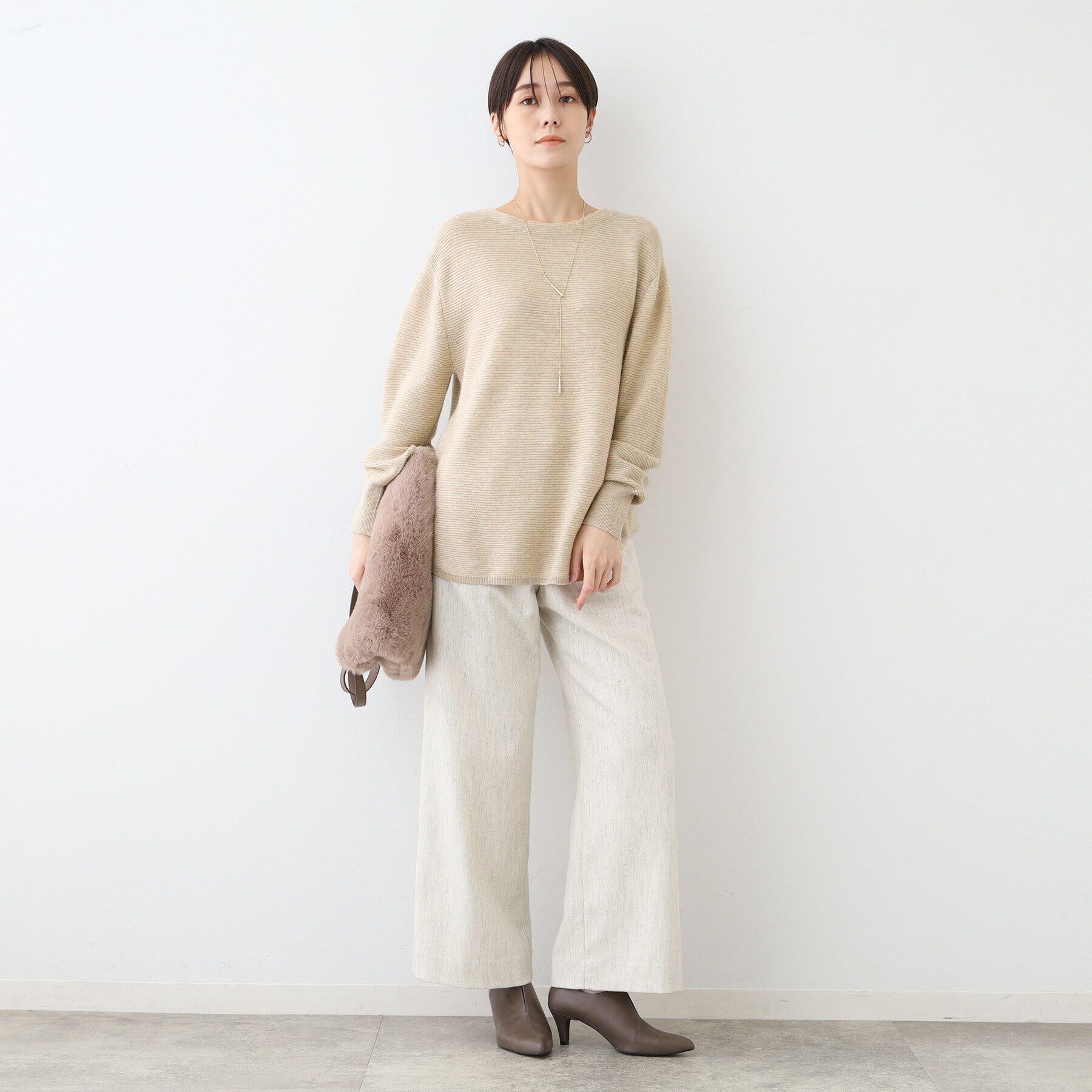 INDIVI「【カシミヤ混／洗える／ラメ】ボートネックニット」|ニット・セーター|