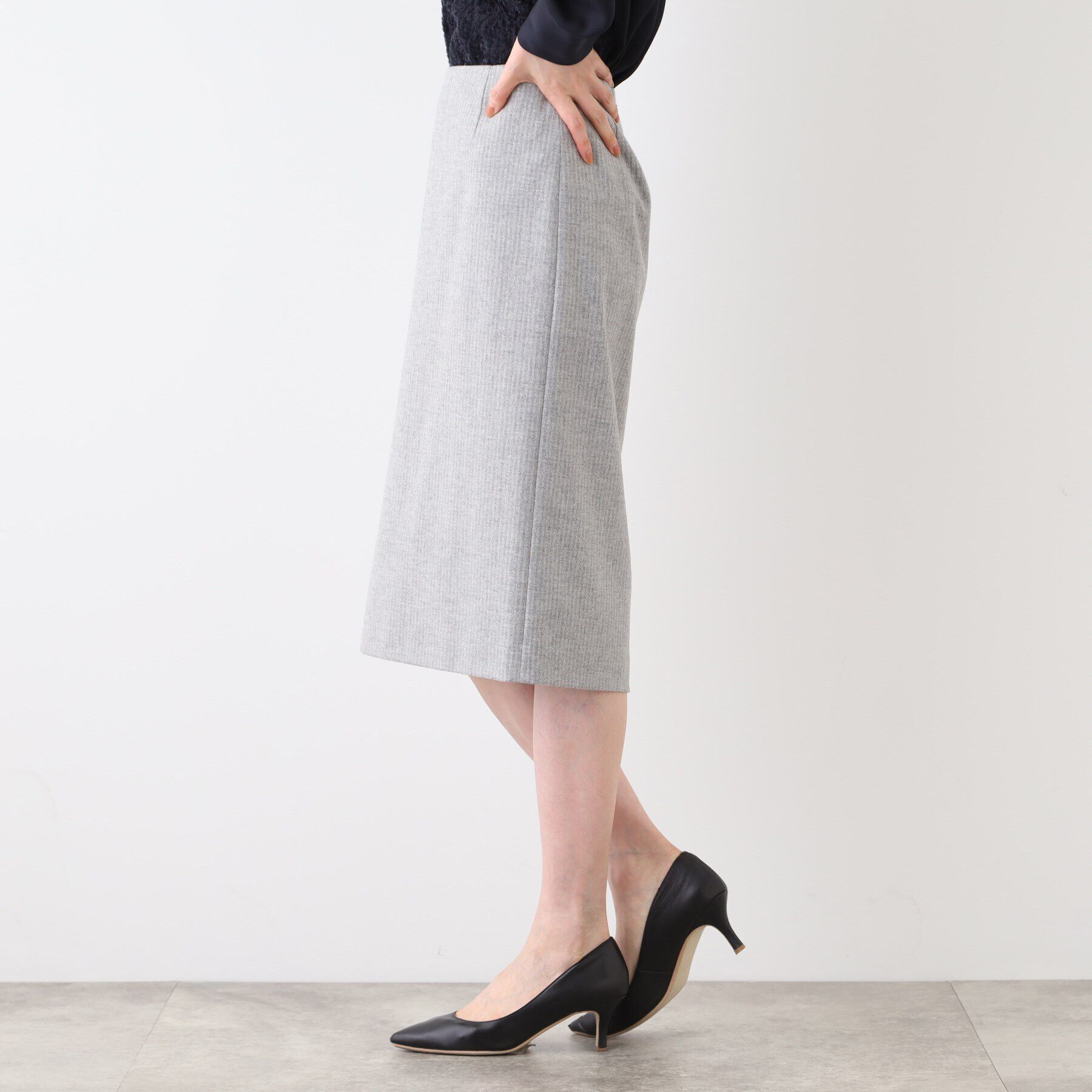 INDIVI「【日本製／SETUP可能／インポート素材】ストライプストレートスカート」|スカート|