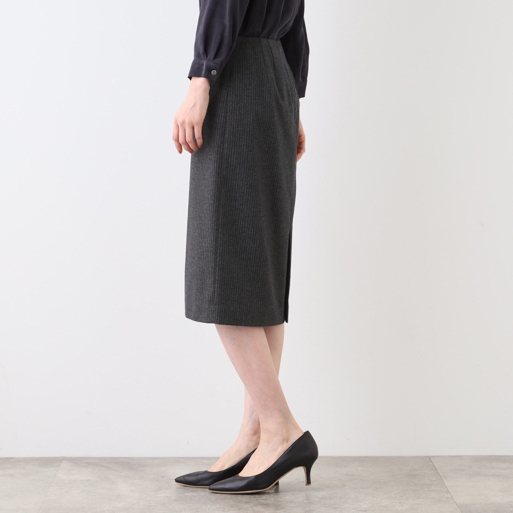 INDIVI「【日本製／SETUP可能／インポート素材】ストライプストレートスカート」|スカート|