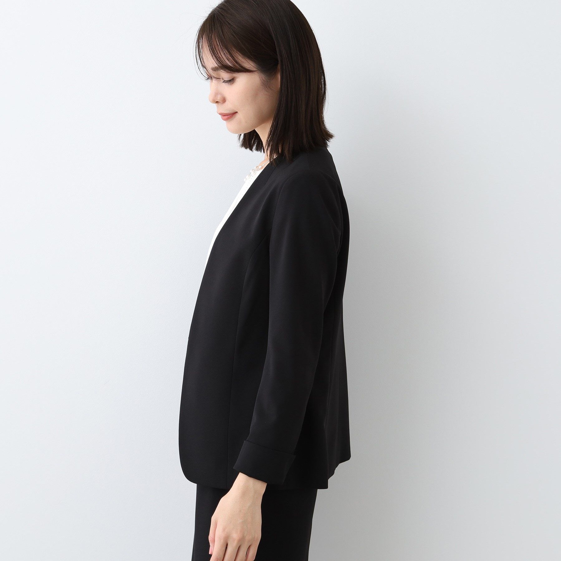 INDIVI「【洗える／UVケア／スーツ】ストレッチノーカラージャケット」|スーツ|