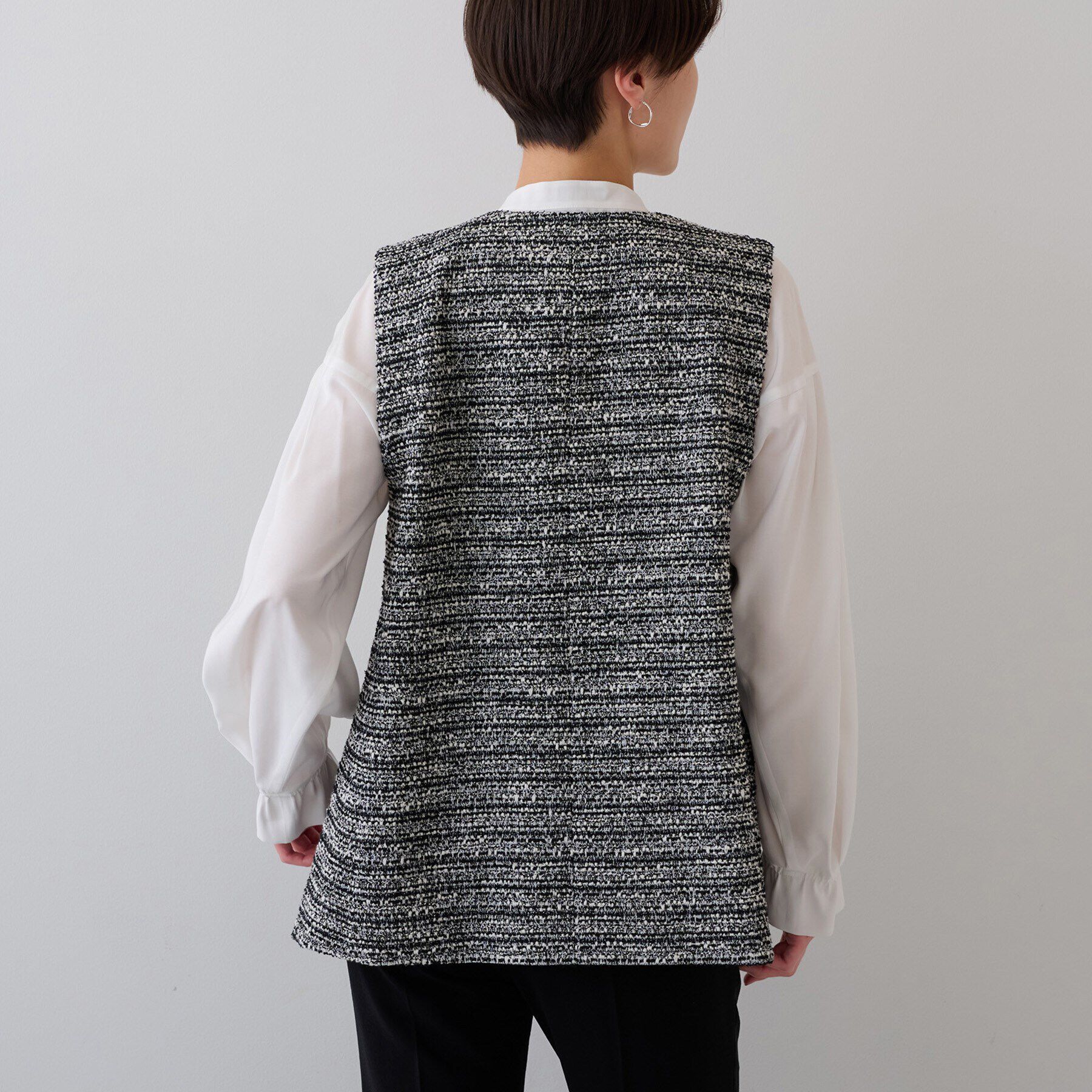 INDIVI「【2点セット／UVケア】ツイードジレ＆ボウタイブラウス カセット服」|その他|