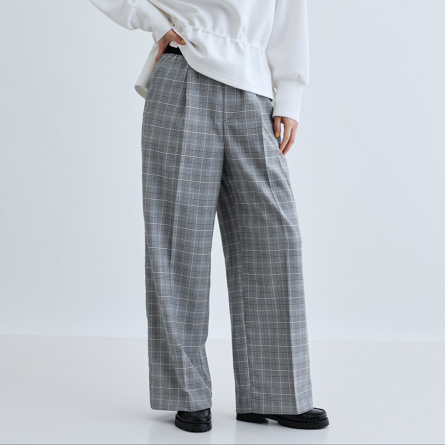 GALLEST「イージーストレートワイドパンツ【裏地付き/チェック柄】」|その他|