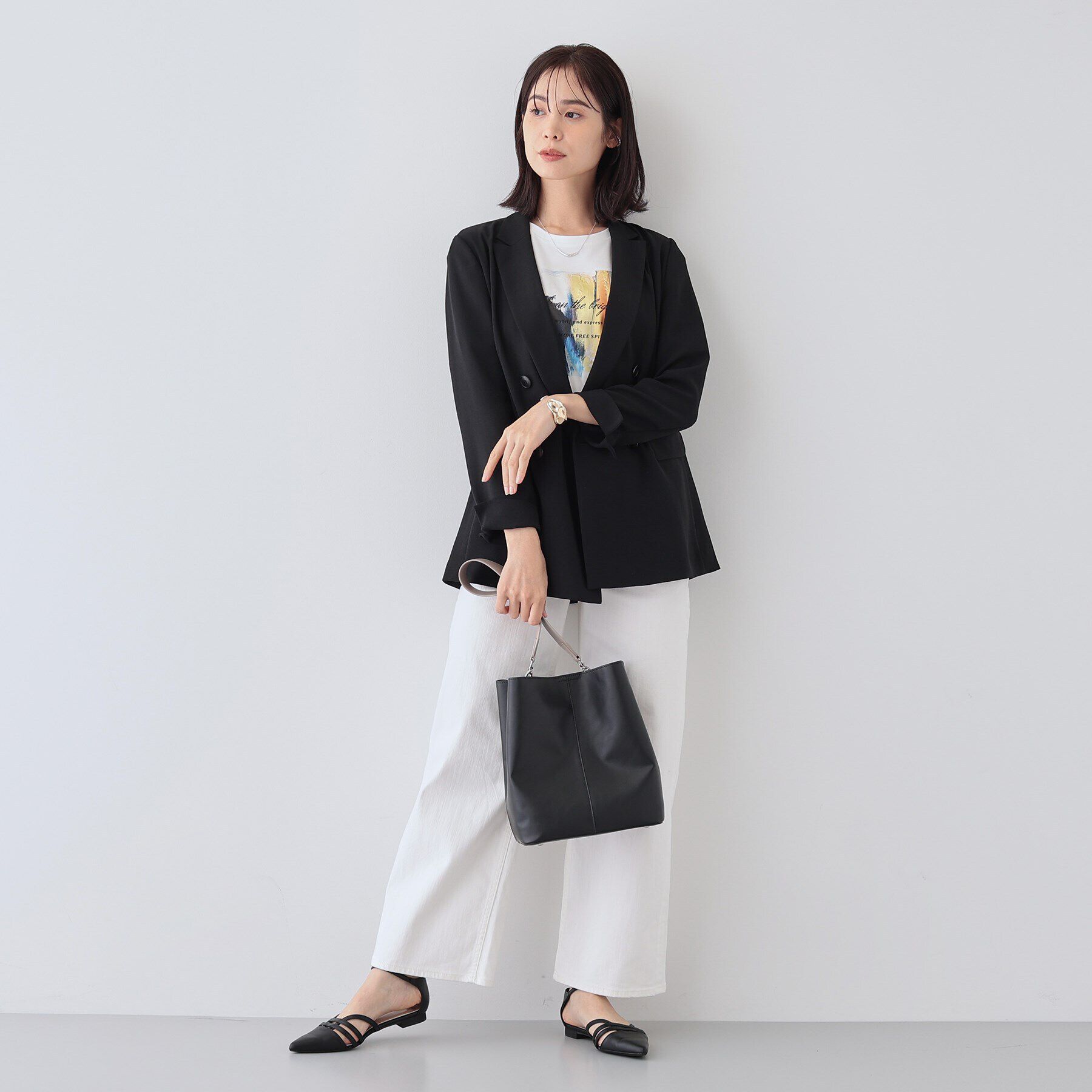 INDIVI「【合皮】ワンショルダーミドルバッグ」|トートバッグ|