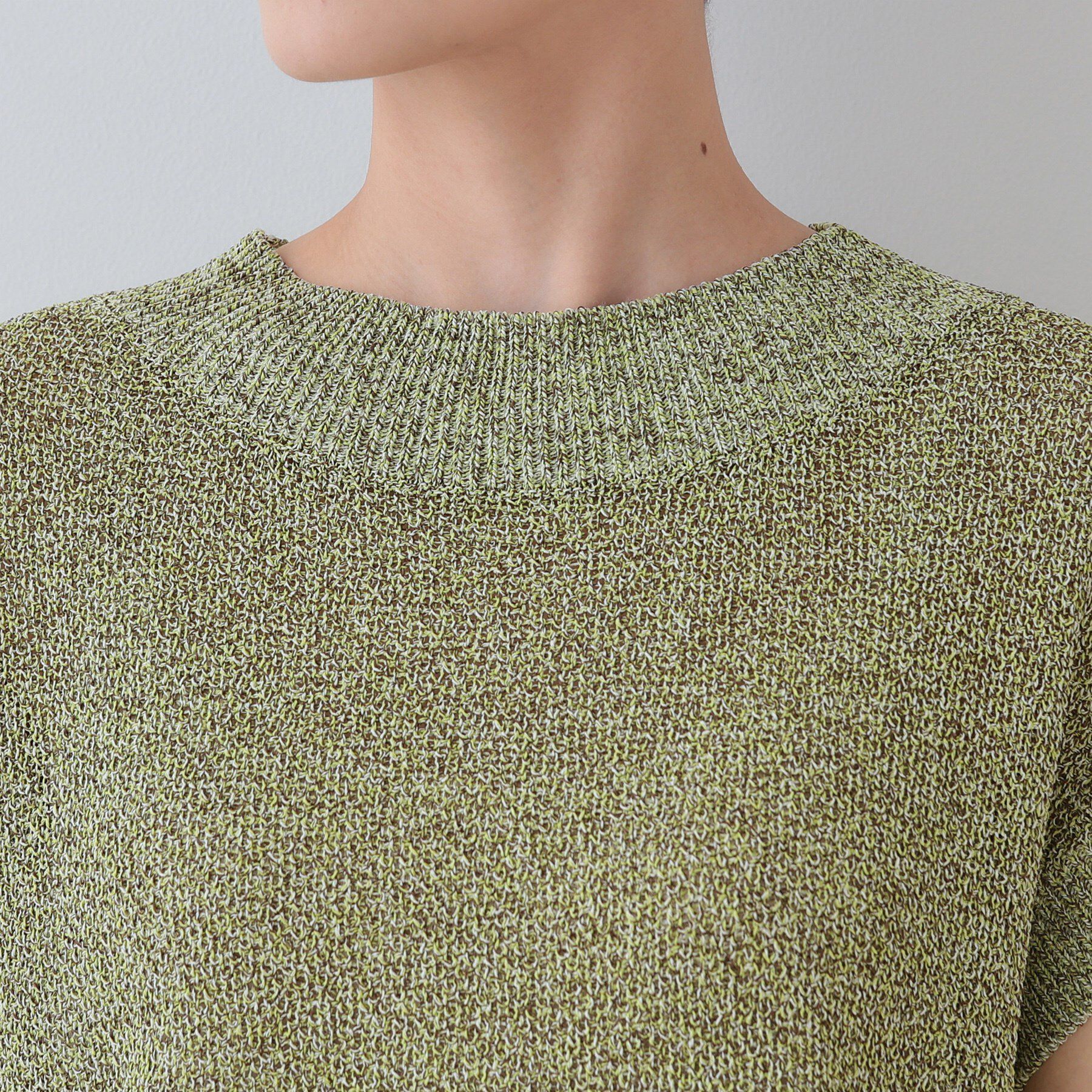 INDIVI「【和紙混素材】フレンチスリーブミックスカラーニット」|ニット・セーター|