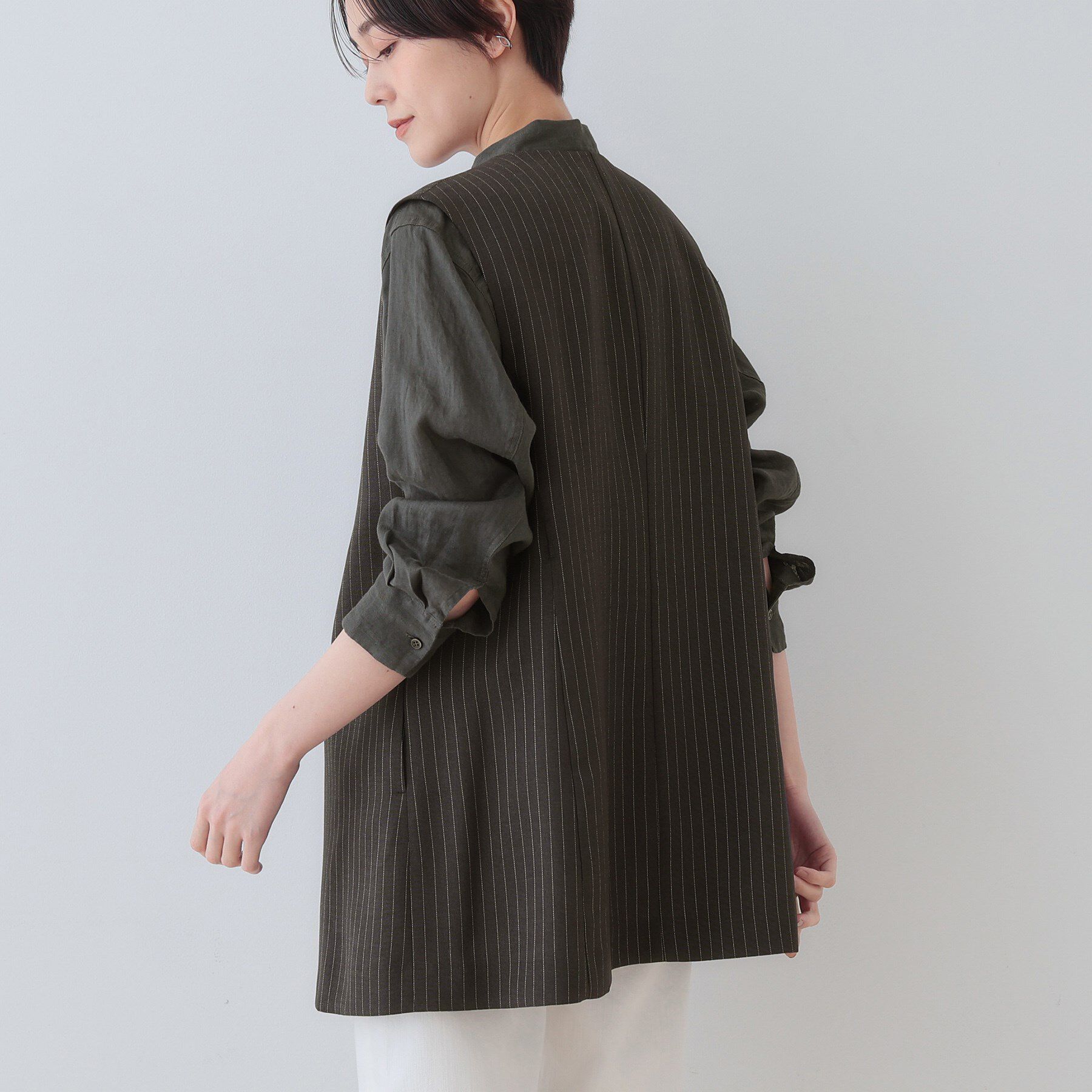 INDIVI「【こなれSETUP】リネンライクジレジャケット」|ベスト・ジレ|