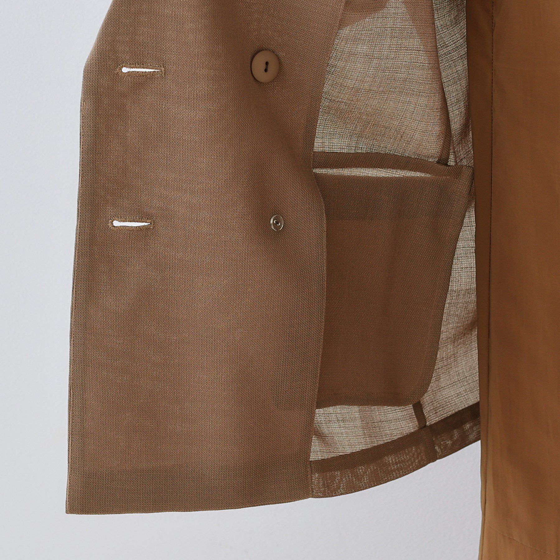 INDIVI「【洗える／メッシュ素材】リネンライク半袖ダブルジャケット」|テーラードジャケット|