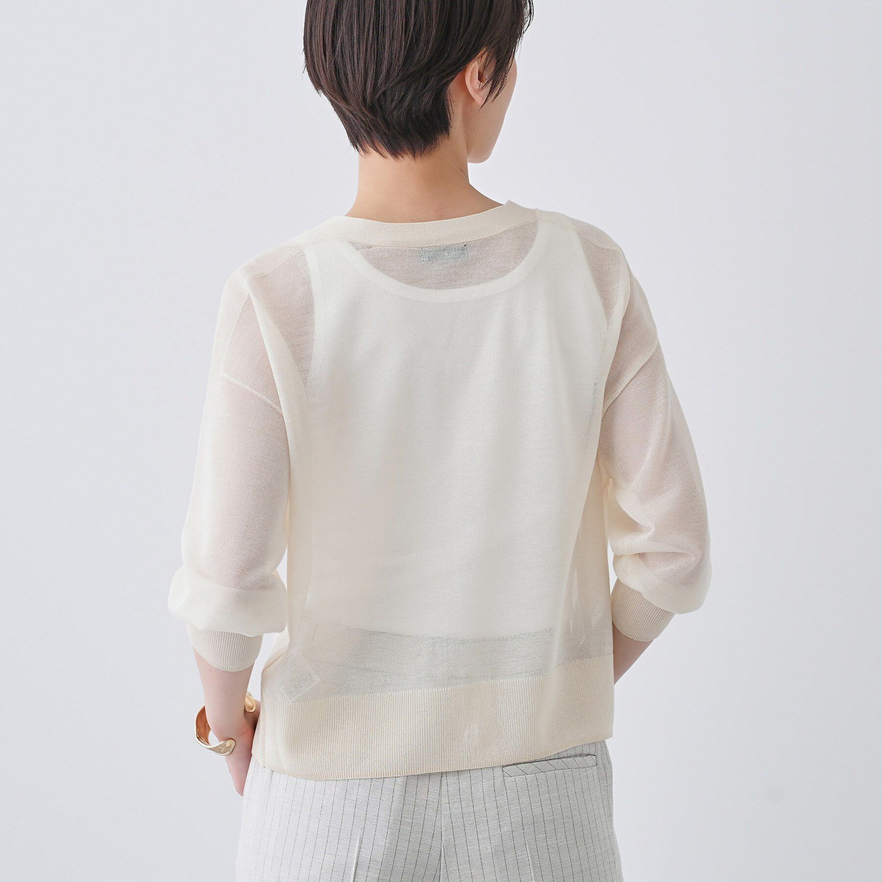 INDIVI「【大人シアーラメ】きれいめニットカーディガン」|カーディガン|