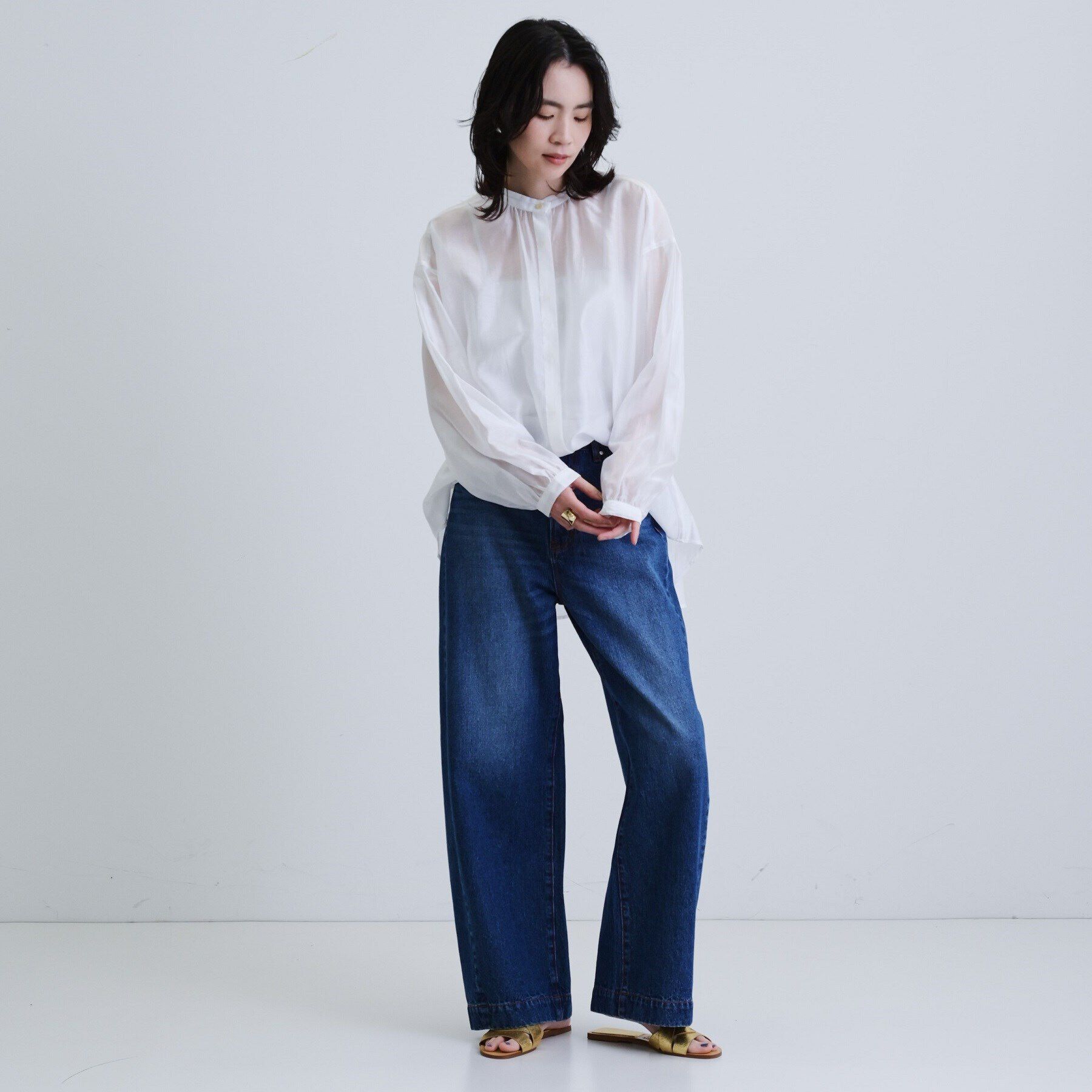 GALLEST「シアーローンミドル丈シャツ/シアーシャツ/シアートップス【洗える】」|シャツ・ブラウス|