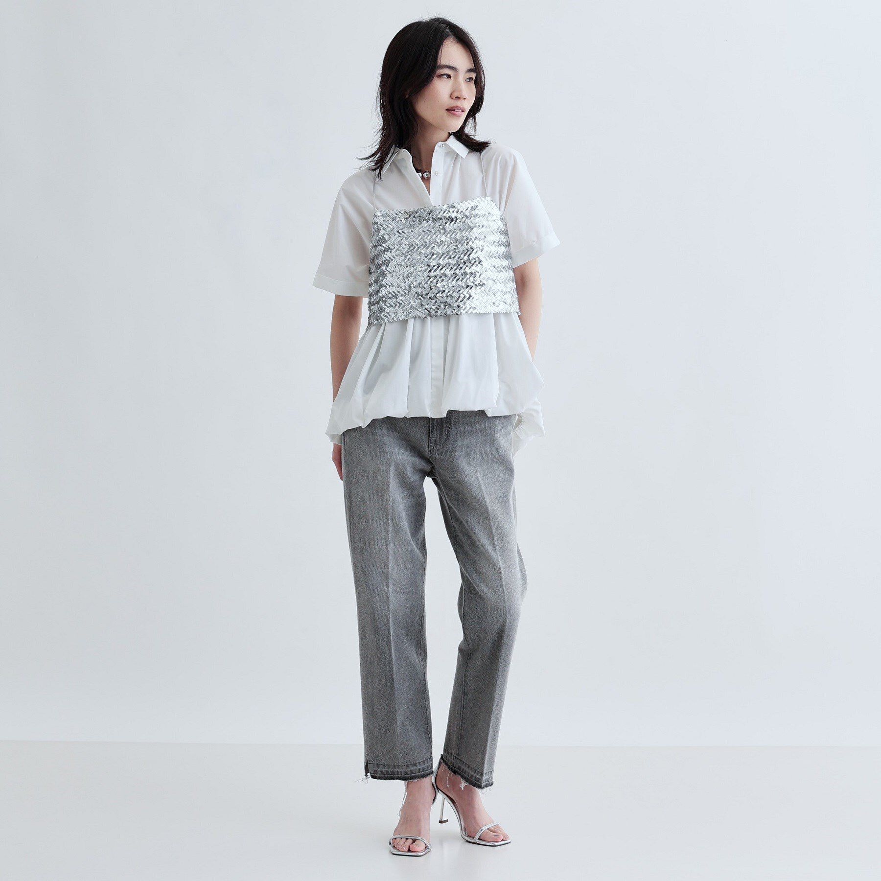 GALLEST「バルーンペプラムハーフ袖ブラウス」|シャツ・ブラウス|