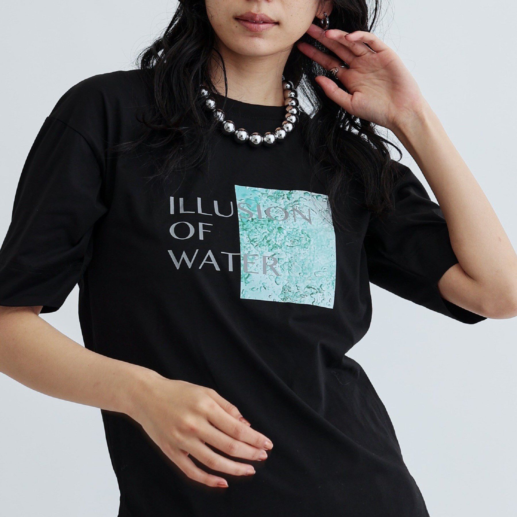GALLEST「ILLUSION of WATER プリントTシャツ」|Tシャツ・カットソー|ブラック(019)