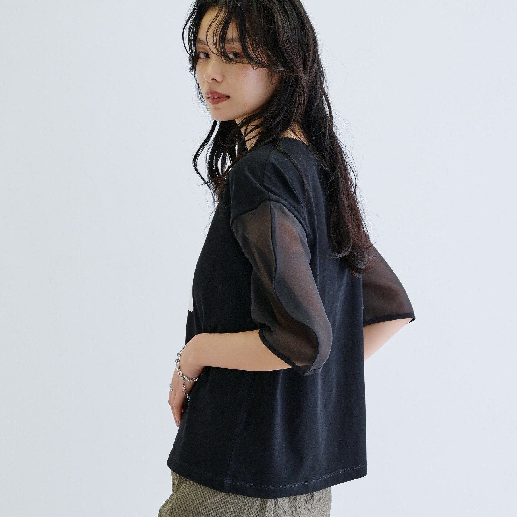 GALLEST「シアースリーブプリントTシャツ」|Tシャツ・カットソー|