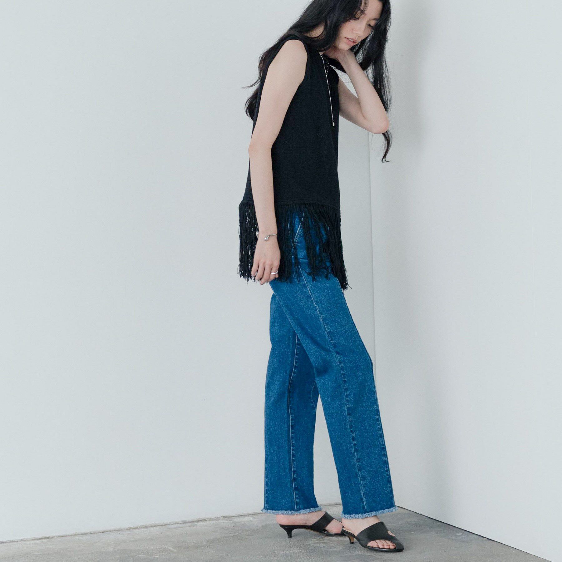 GALLEST「スリーブレスフリンジニット」|ニット・セーター|