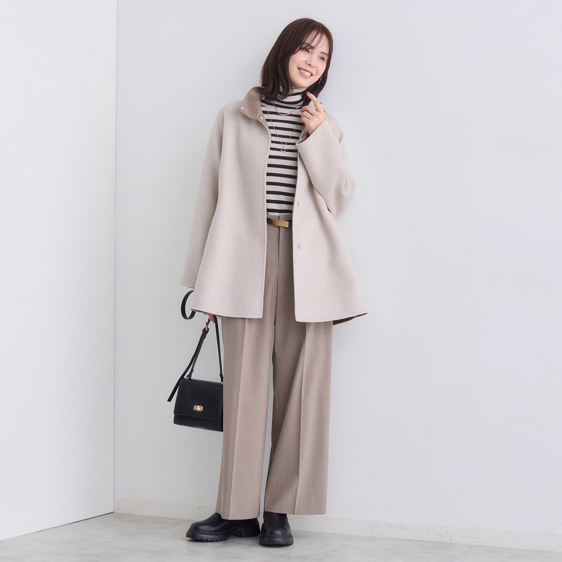 INDIVI「【配色デザイン／ミドル丈】ウールリバー テントラインコート」|その他|