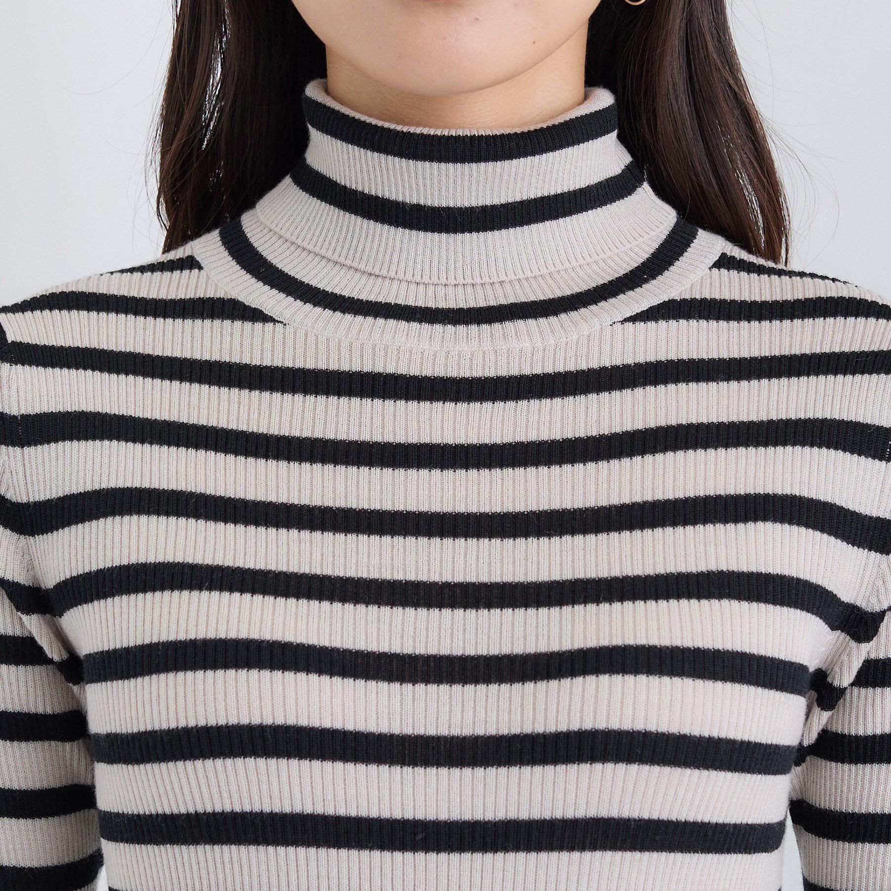 INDIVI「【洗える／毛玉になりにくい】エクストラファインウール リブタートルニット」|ニット・セーター|