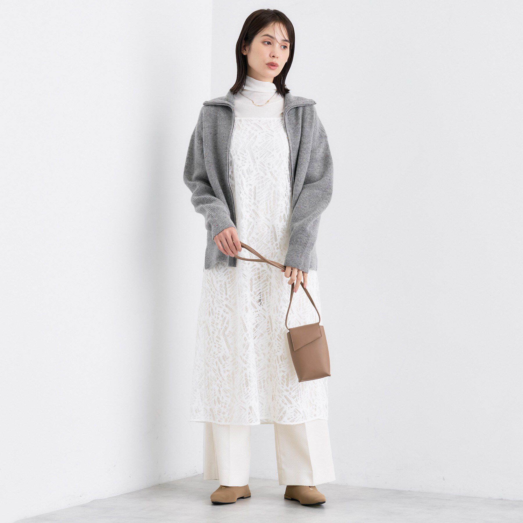 INDIVI「【洗える】カラーネップ ダブルジップカーディガン」|カーディガン|