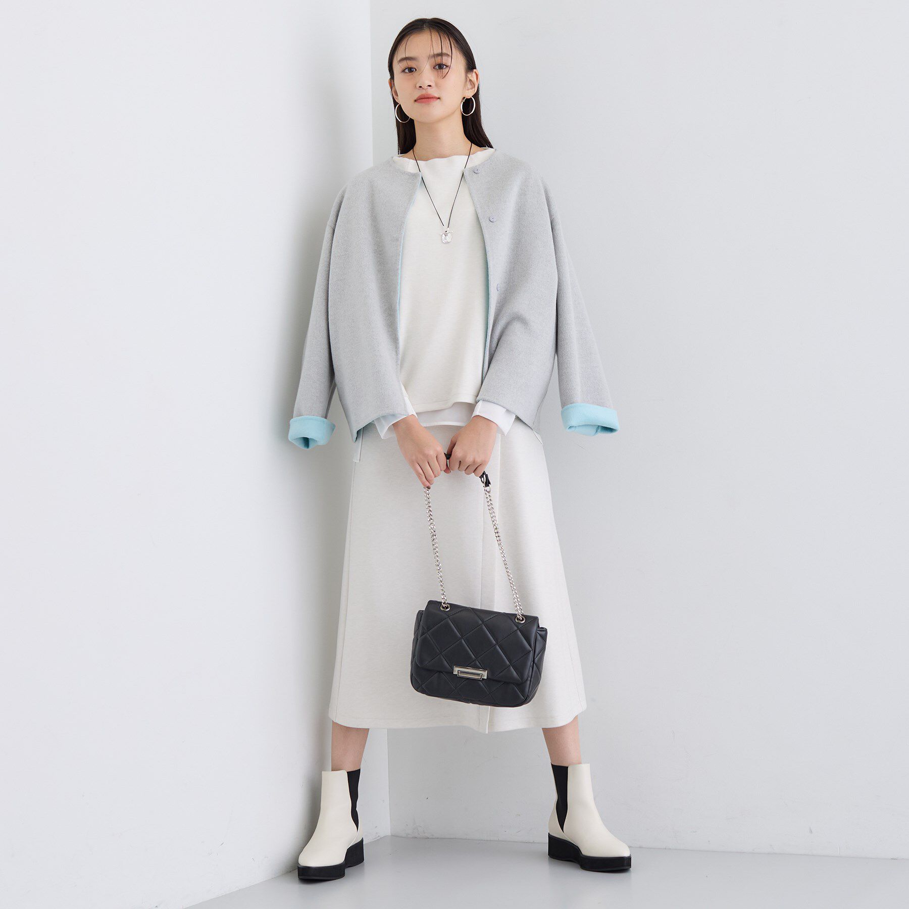 INDIVI「【SETUP可能／洗える／UVケア】ライトジャージ セミフレアスカート」|スカート|