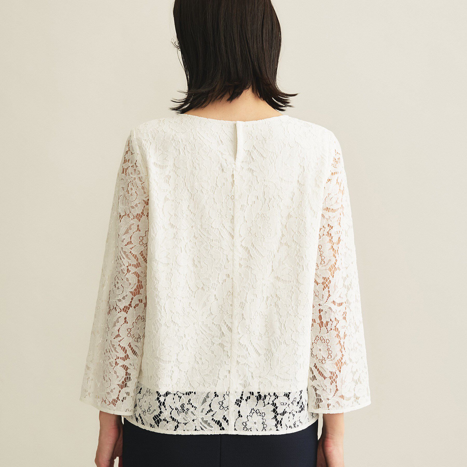 INDIVI「【洗える／セレモニー】フラワーレースブラウス」|シャツ・ブラウス|