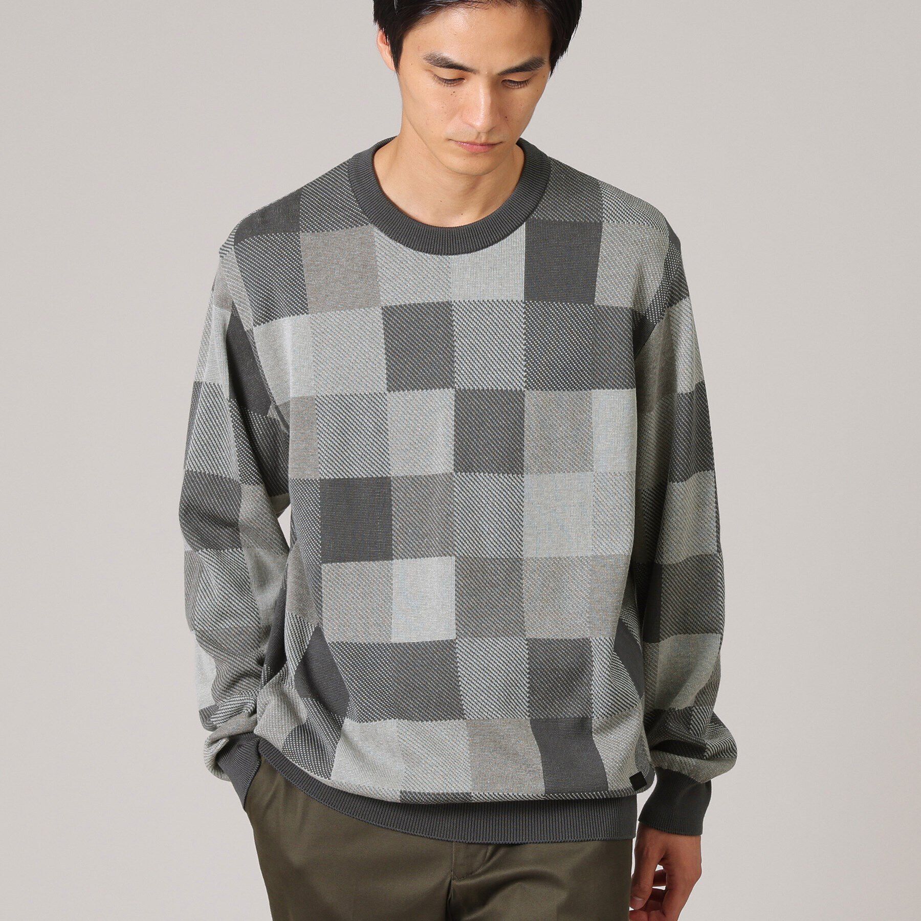 TAKEO KIKUCHI「チェック柄 プルオーバー ニット」|ニット・セーター|