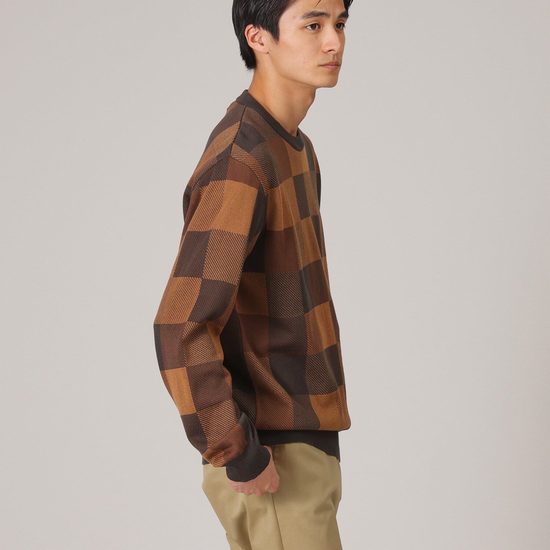 TAKEO KIKUCHI「チェック柄 プルオーバー ニット」|ニット・セーター|