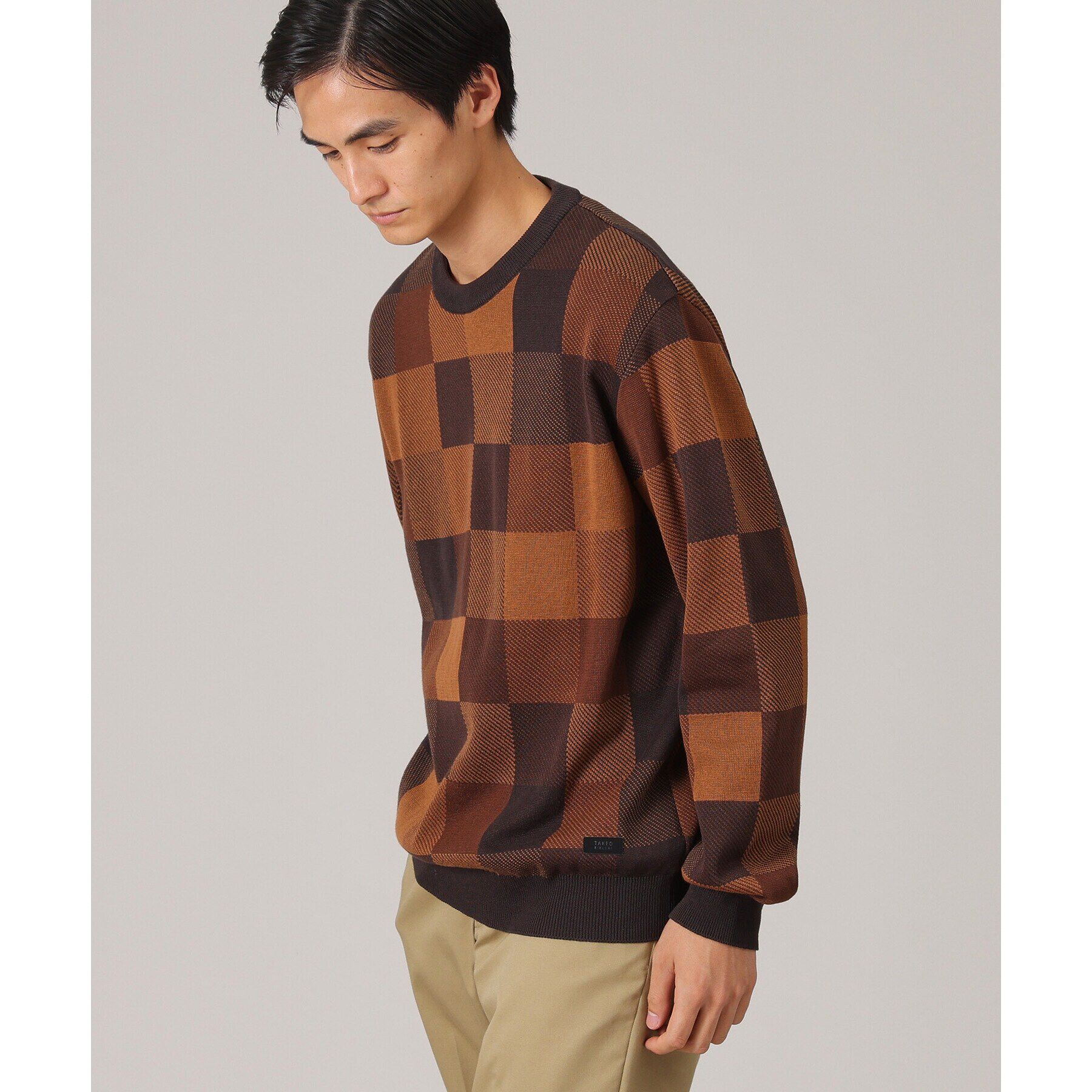 TAKEO KIKUCHI「チェック柄 プルオーバー ニット」|ニット・セーター|