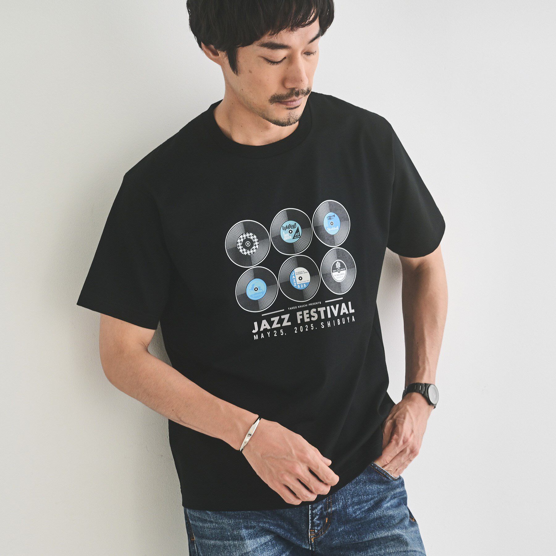 TAKEO KIKUCHI「レコードプリント 天竺 Tシャツ」|Tシャツ・カットソー|