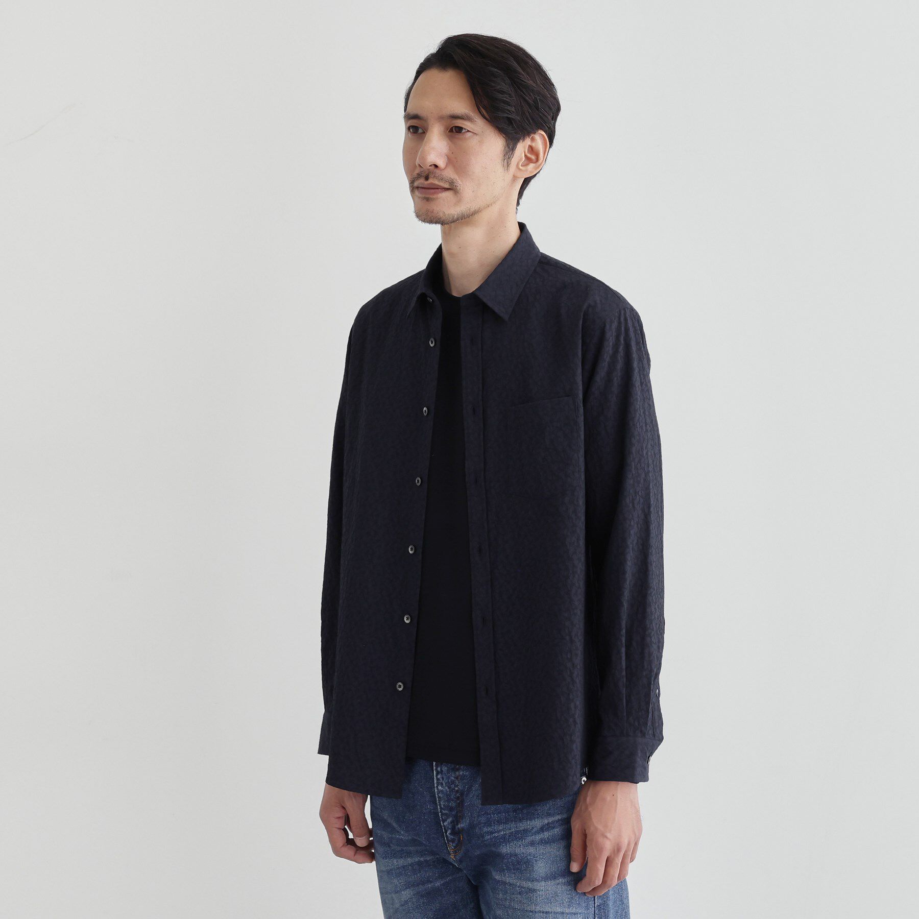 TAKEO KIKUCHI「【Made in JAPAN】播州織 ドビー千鳥シャツ」|シャツ・ブラウス|ネイビー(094)