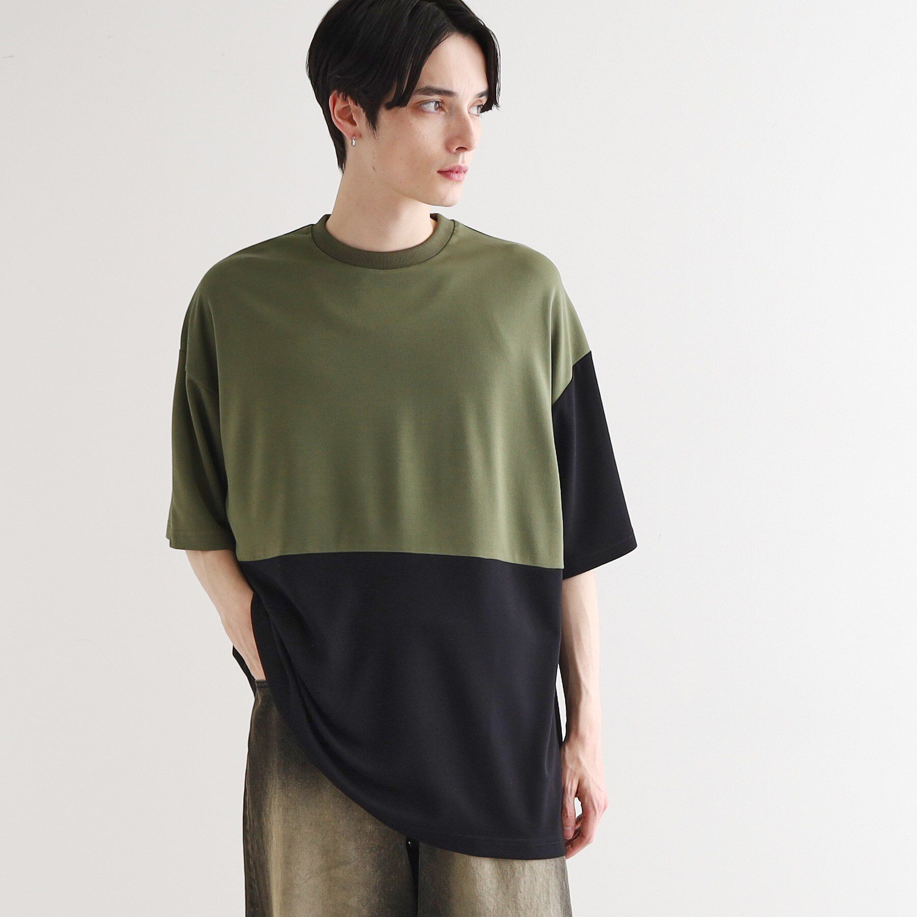 tk.TAKEO KIKUCHI「【UV／接触冷感】切替アソートTシャツ」|Tシャツ・カットソー|オリーブグリーン(5