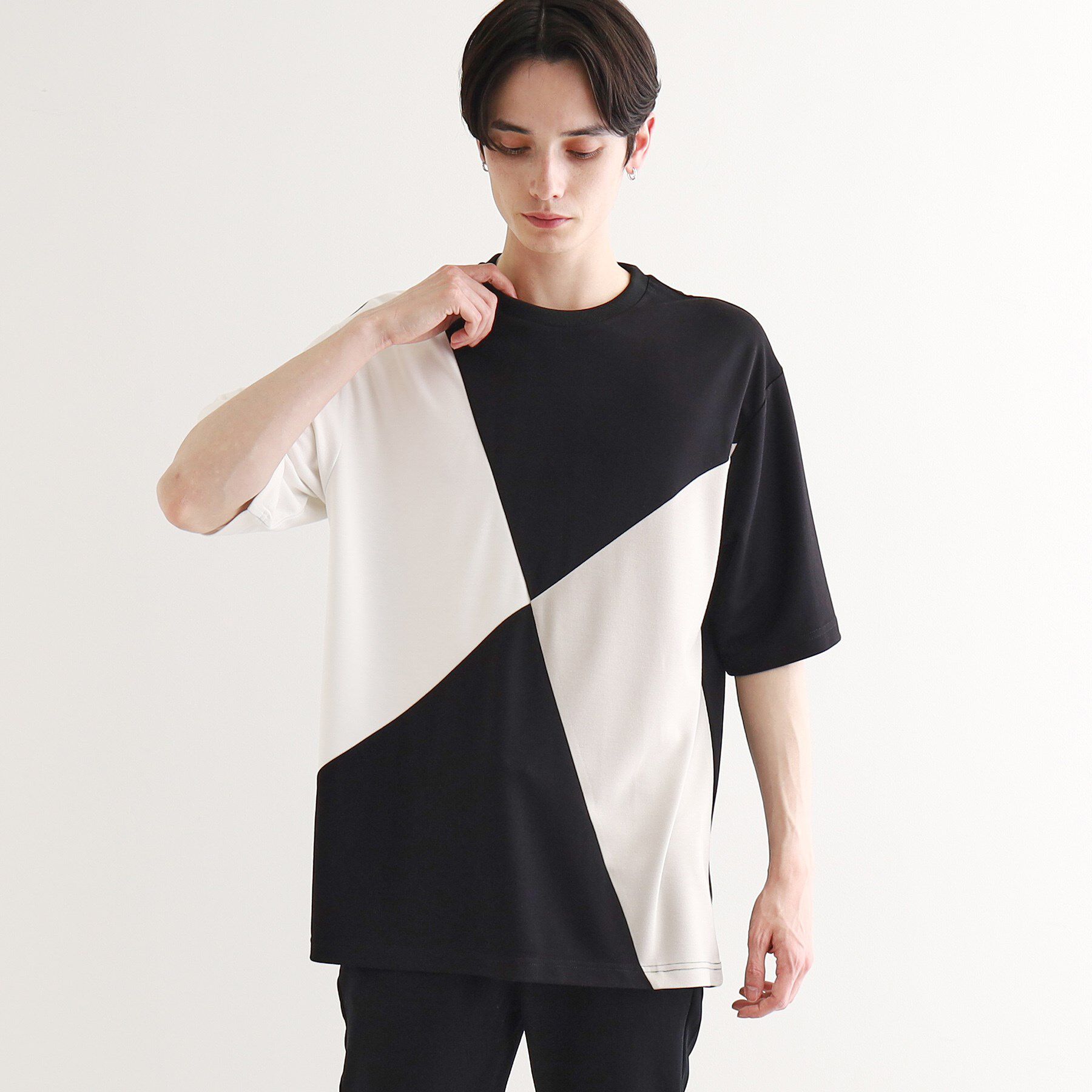 tk.TAKEO KIKUCHI「【UV、接触冷感】ナナメ切替アソートTシャツ」|Tシャツ・カットソー|