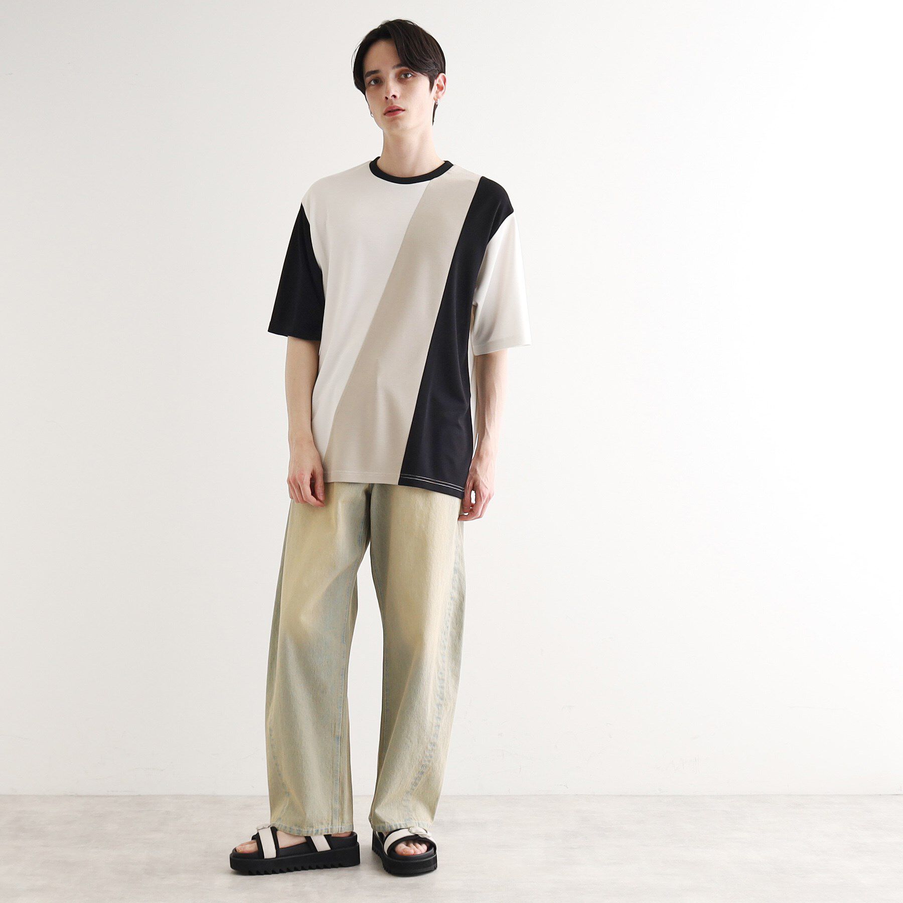 tk.TAKEO KIKUCHI「【UV、接触冷感】ナナメ切替アソートTシャツ」|Tシャツ・カットソー|